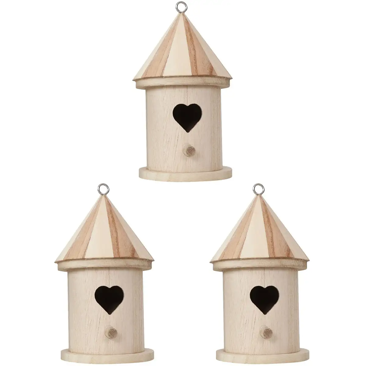 Homemaxs 3pcs Wood Bird House Unfinished Paintable Wooden Bird House DIY Bird Box Wooden Bird Feeder