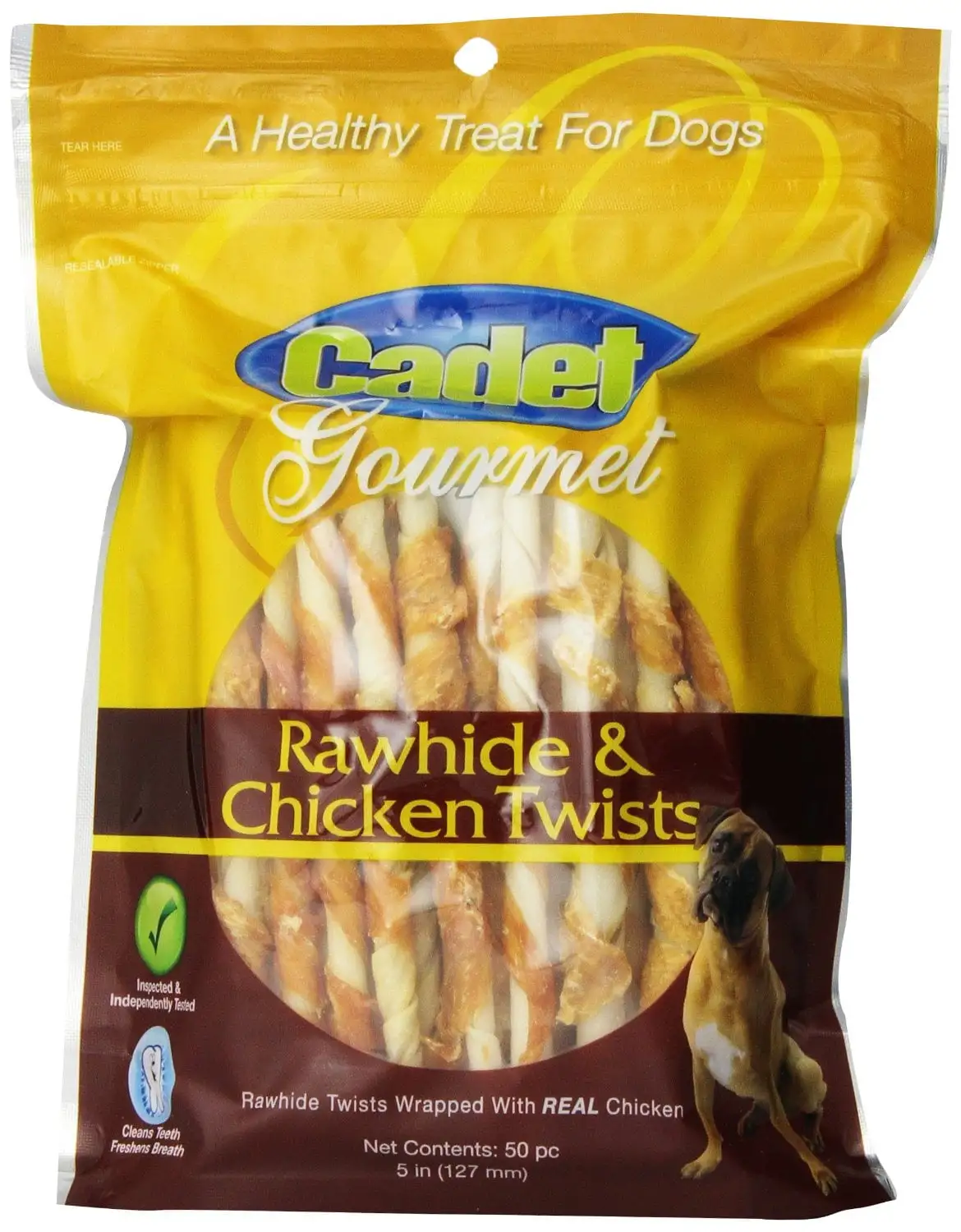 HDP Rawhide 5 Twists Dog Treats Chew Dental Chicken or Duck Flavor:Chicken Size:Pack of 3