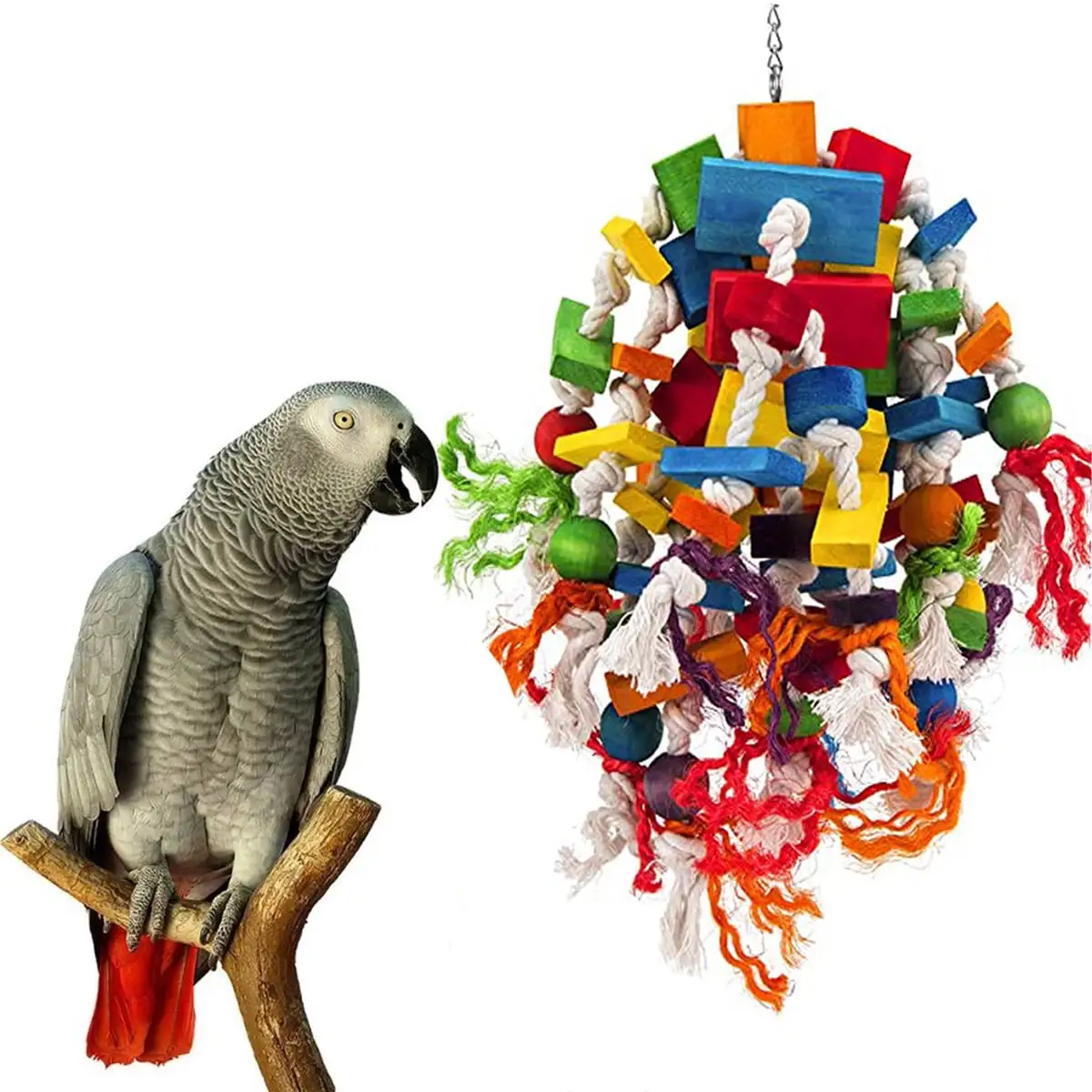 Large Parrot Chewing Toy Bird Parrot Blocks Cotton Rope Toy