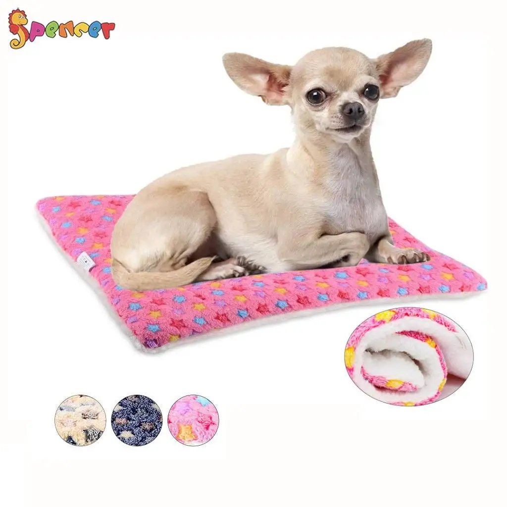 Spencer Large Dog Cat Pet Sleep Mat Soft Warm Reversible Fleece Crate Bed Mat Kennel Cage Cushion for Large Medium Small Dog Cat (S. Pink)