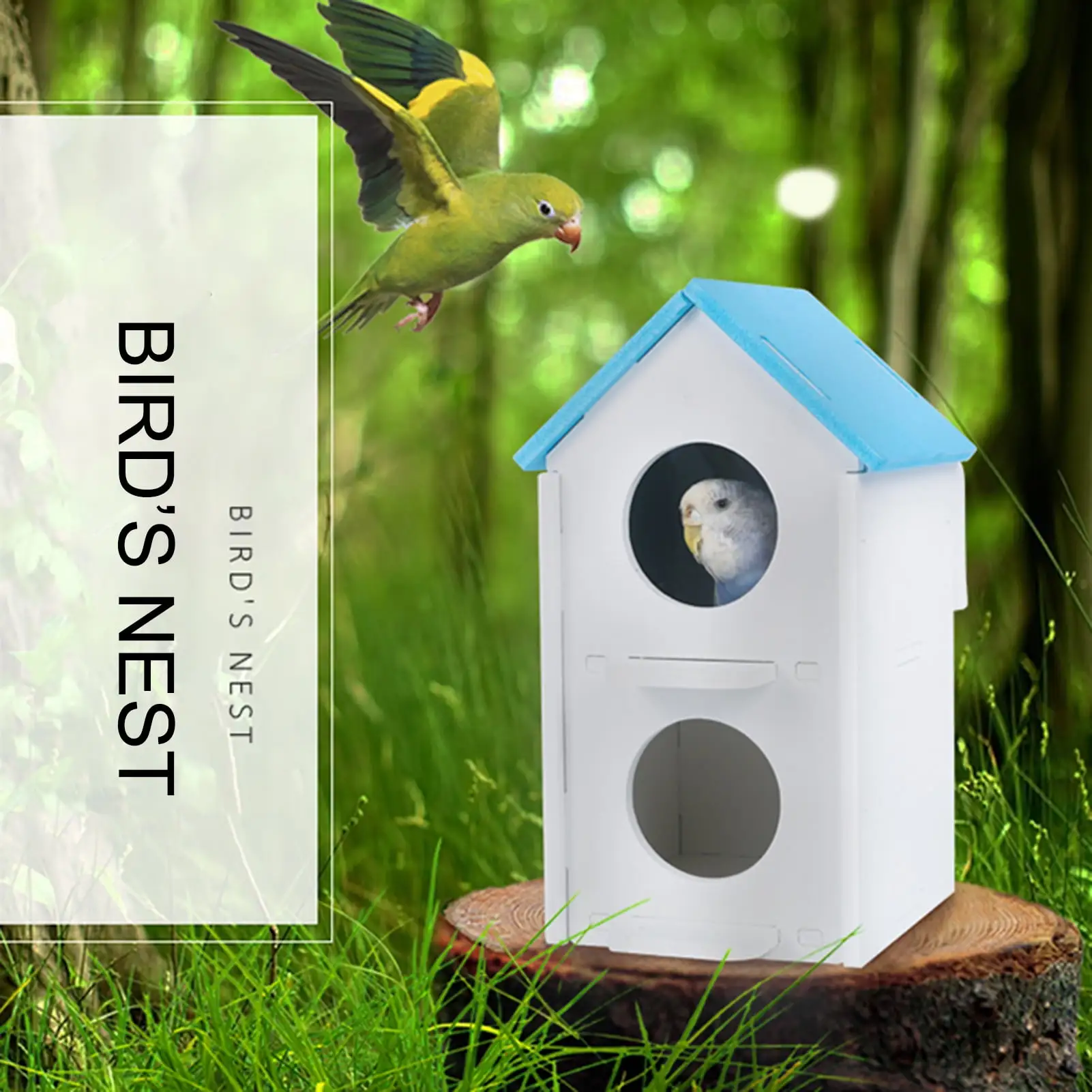 Bird House.Outdoor Birdhouse . Natural Wooden Bird Houses for Outside Clearance Bluebird Finch Cardinals Hanging Bird Box Garden Viewing