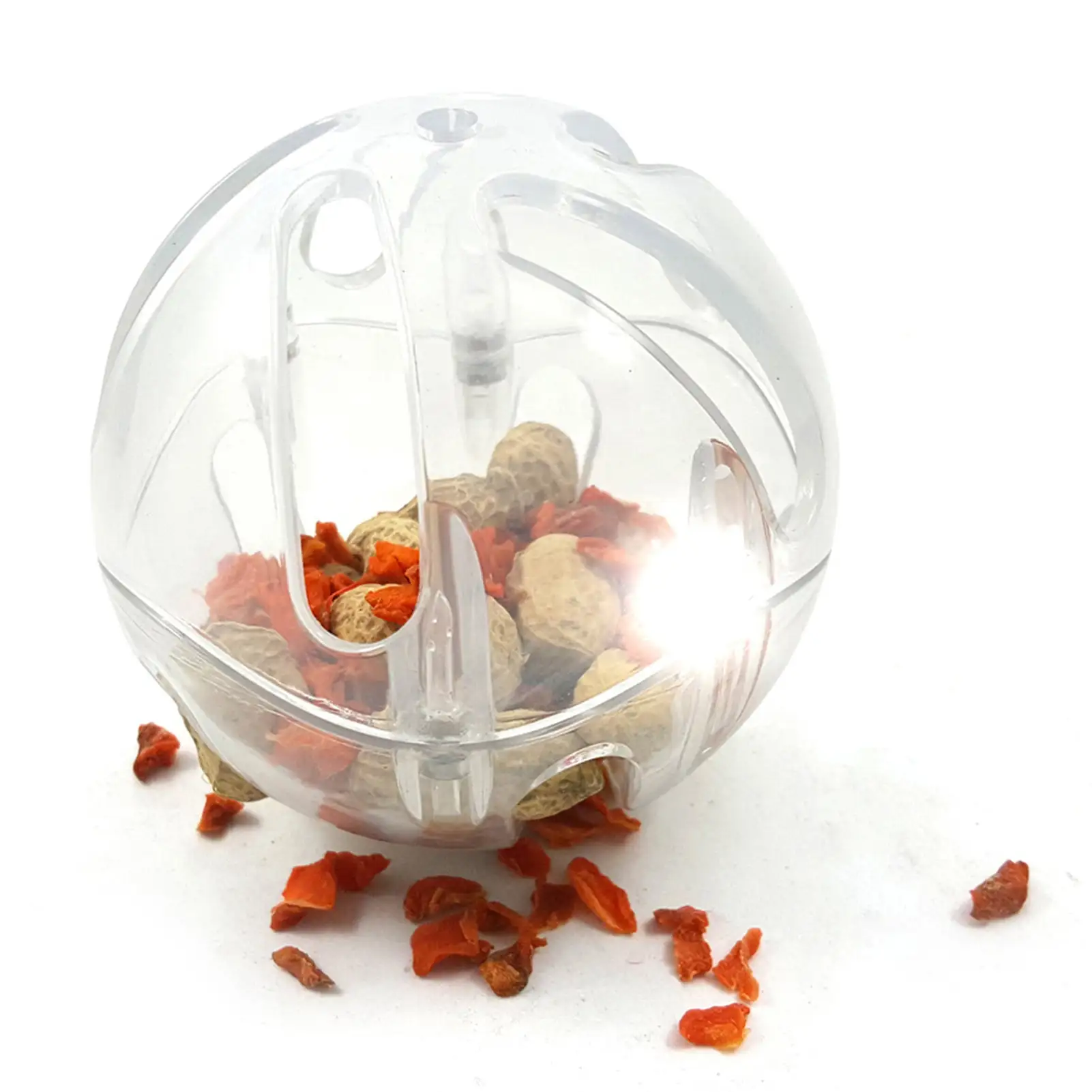 Walbest Hanging Clear Foraging Plastic Perforated Ball Unscrews. Put Bird Treats Inside. Bird Cage Medium to Large Bird Toy