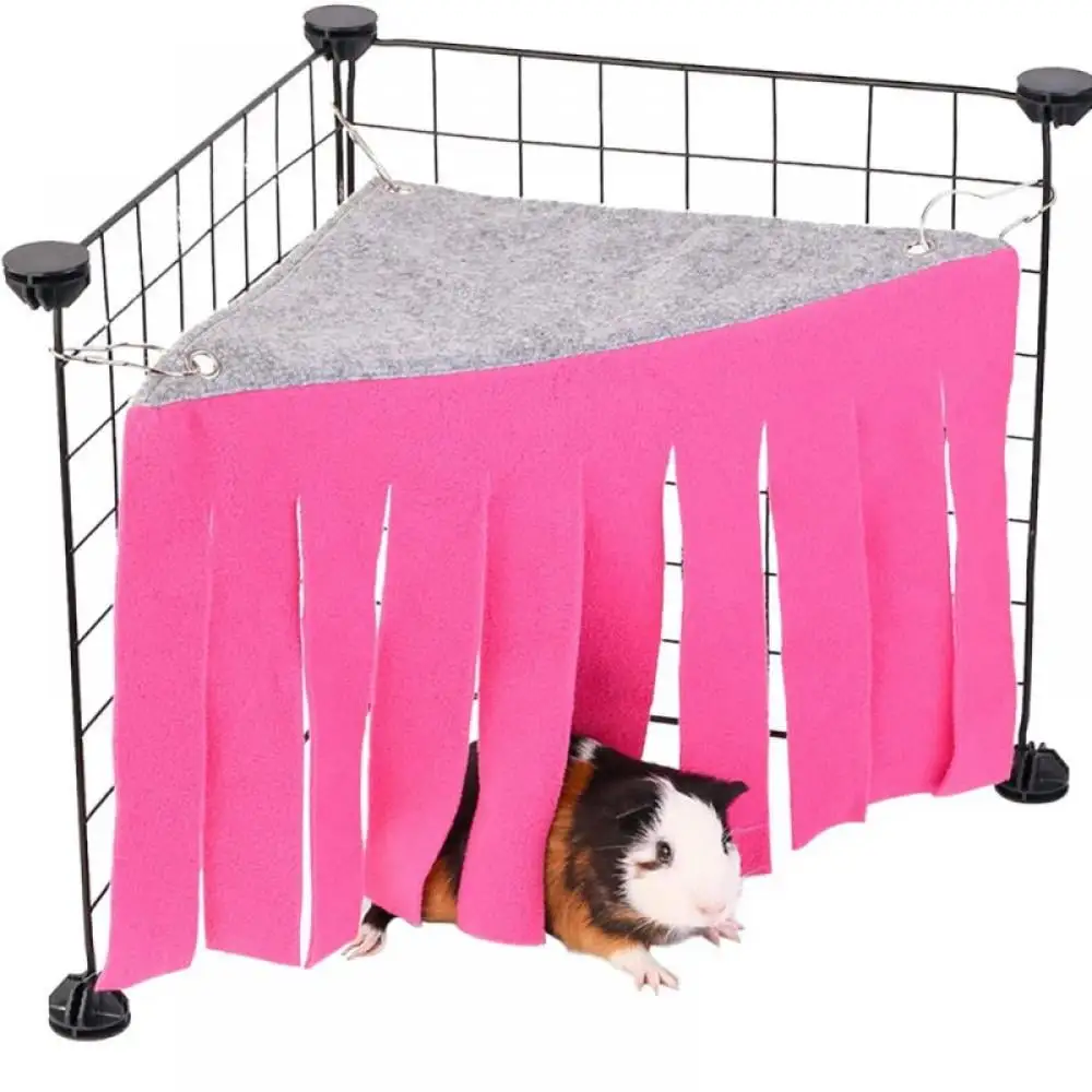 Guinea Pig Corner Hideout Warm Bed Fleece Forest Curtain Hideaway for Guineas Ferret Chinchilla Hamster Bunny Squirrel Rat Dwarf Rabbit Washable Cage Accessories