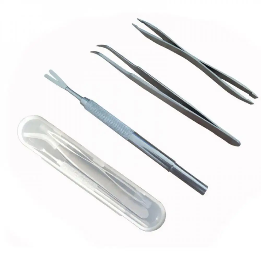 Stainless Steel Pet Flea Treatment Tick Removal Tool Set.Tweezer Dog Lice Clip Flea Bend Clip