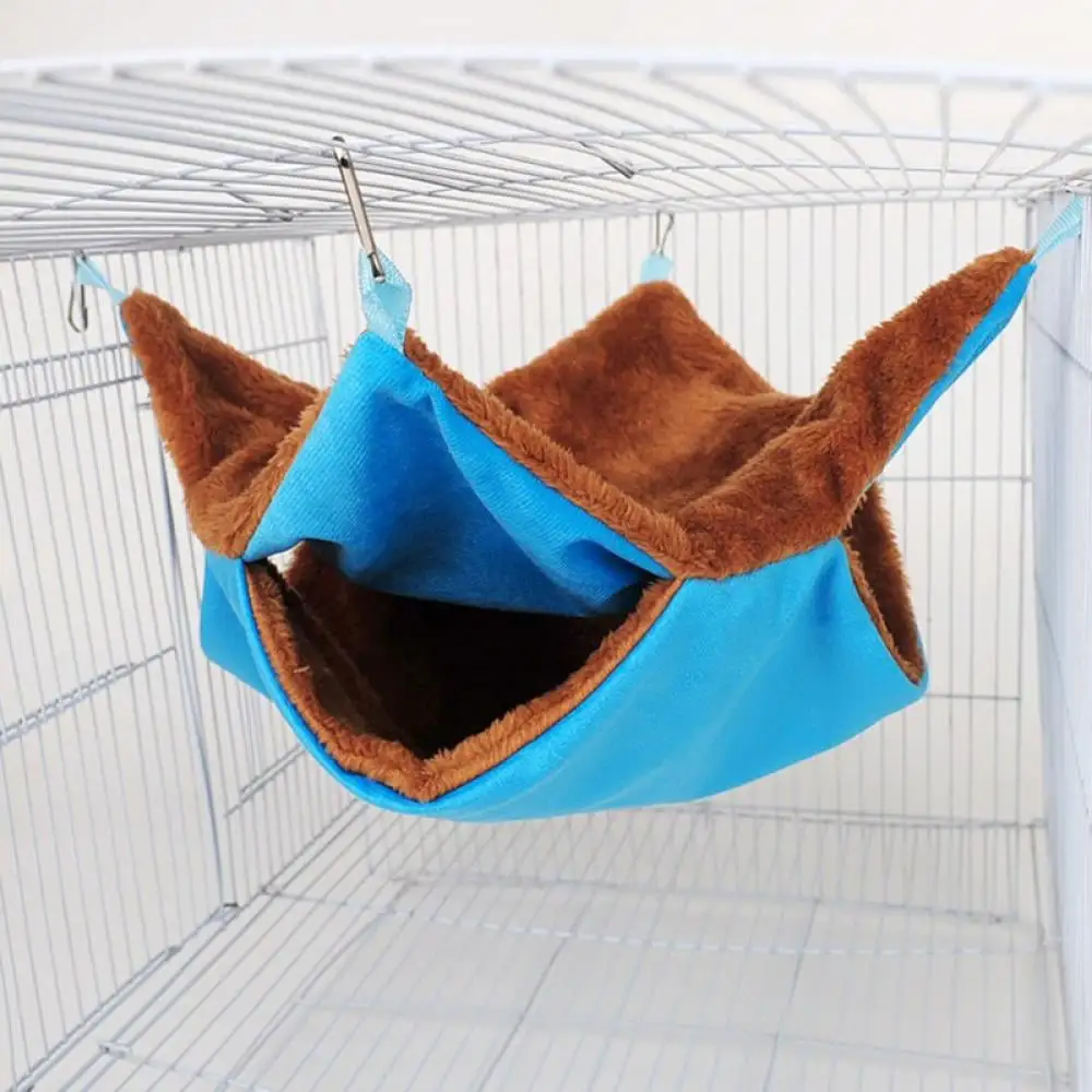 Pet Cage Hammock. Bunkbed Sugar Glider Hammock. Guinea Pig Cage Accessories Bedding. Warm Hammock for Small Animal Parrot Sugar Glider Ferret Squirrel Hamster Rat Playing Sleeping. Blue