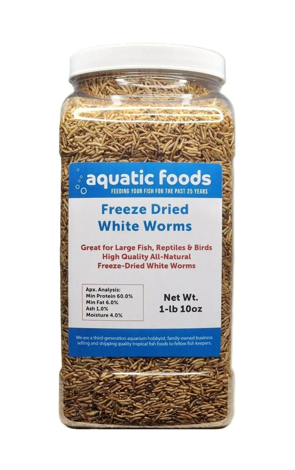 White Worms--Freeze Dried Floating White Worms for All Tropical Fish. Marine Fish. Discus. Cichlids. Koi & Pond Fish. Turtlesa?|1-lb & 10oz Lg Jar