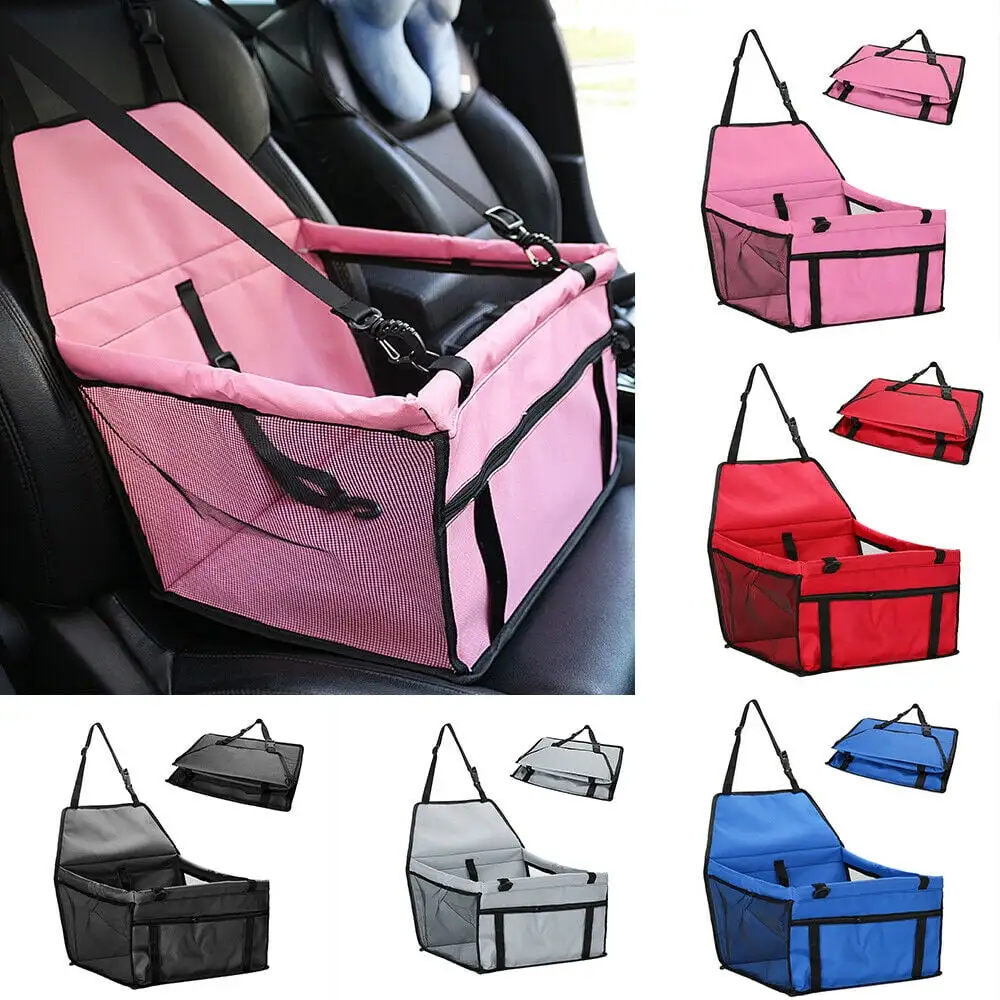 Travel Carrier Cage Oxford Breathable Folding Soft Washable Puppy Supplies Seats for Dogs Cats. for Car Back and Front Seat. Red