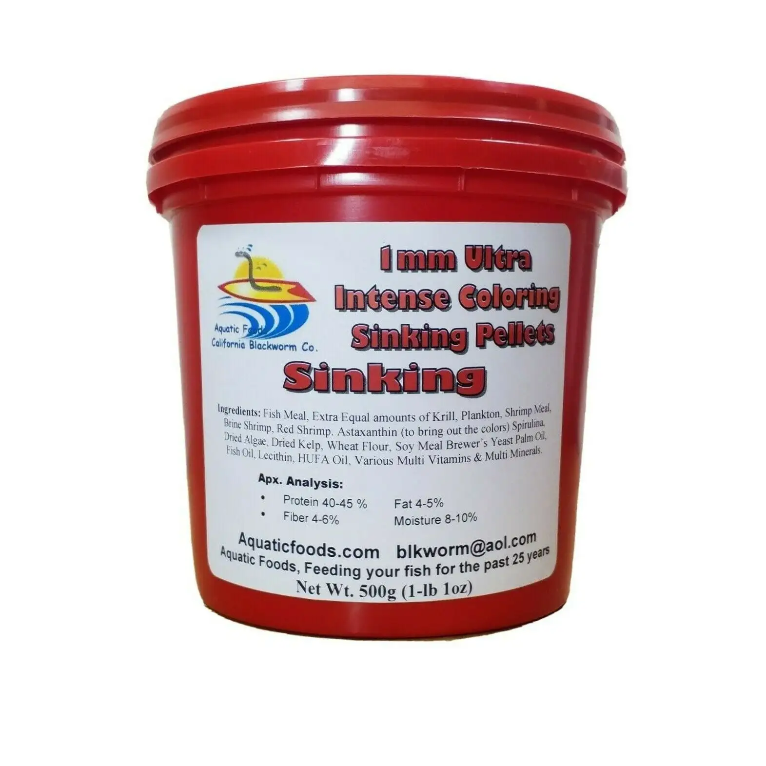 1 mm Sinking Ultra Intense Color Enhancing SINKING Pellets for ALL Tropicalsa?|500g / 1.1-lbs Tub