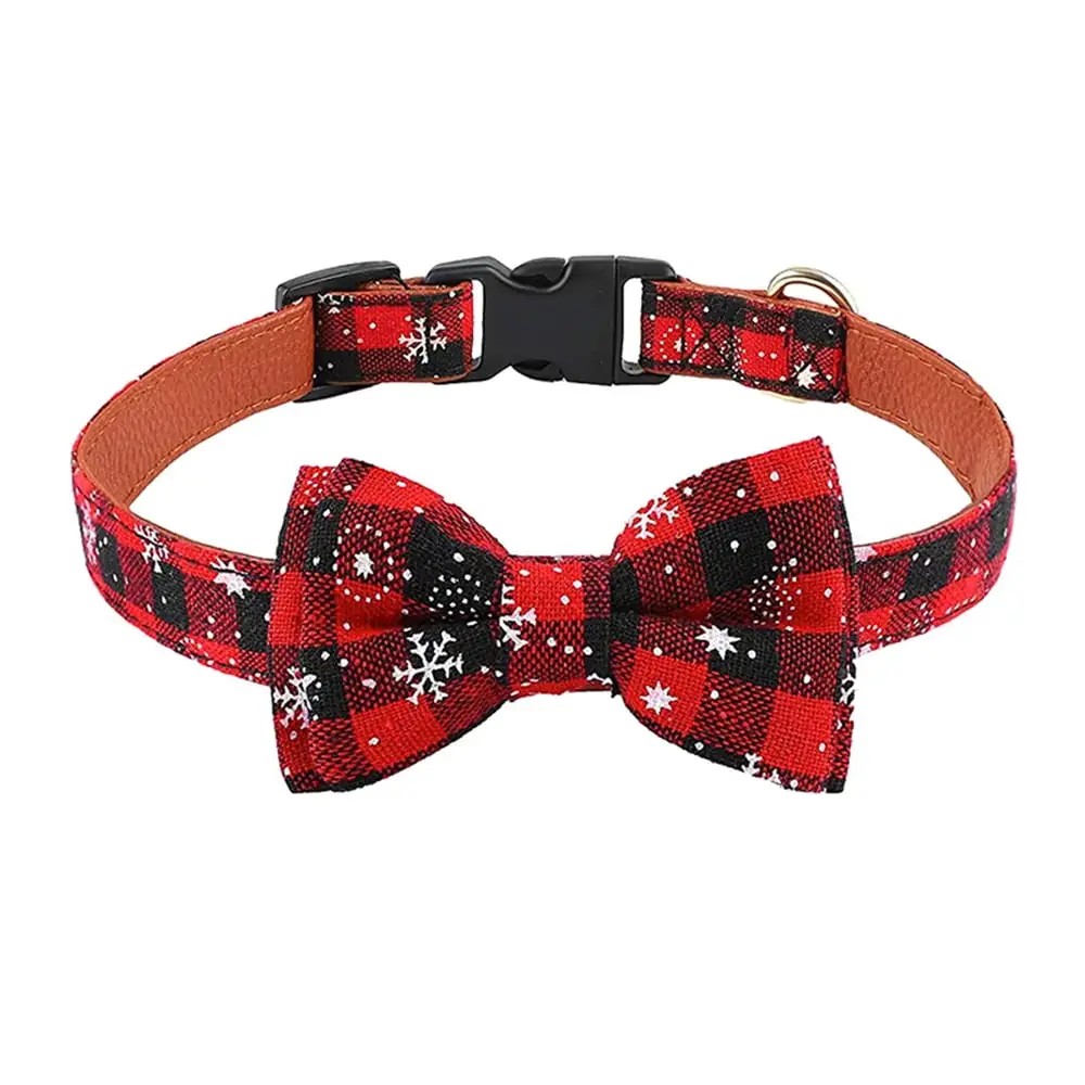 Dog Bowties. Dog Neck Ties With Adjustable Dog Bow Tie Collar. Plaid Puppy Bow Tie For Small Medium Boy Girl Dogs Cats Pet Summer Gifts Holiday Costume Grooming Accessories.Red Snowflake.L.F40592