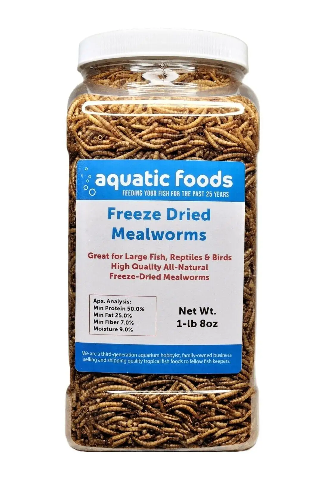 Mealworms-- Freeze Dried Mealworms for Tropical Fish. Pond Fish. Reptiles. Turtles. Tortoises. Frogs. Hamsters. Birds. Rodentsa?|1-lb & 8oz Lg Jar