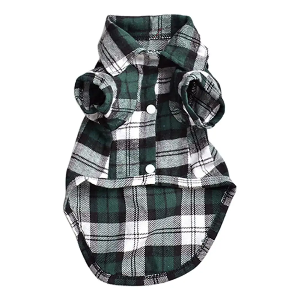 opvise Cute Pet Dog Puppy Plaid Shirt Coat Clothes T-Shirt Top Apparel Size XS S M L