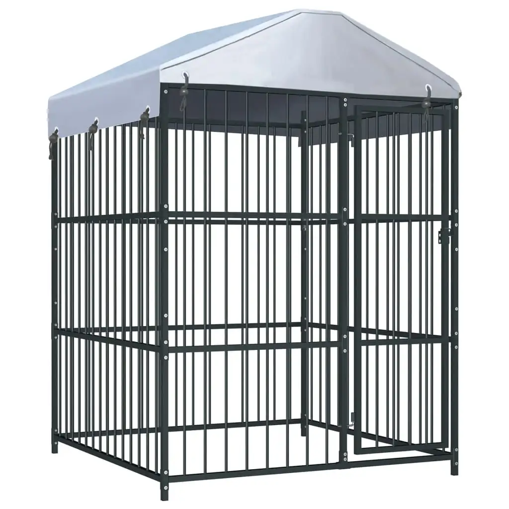 Carevas Outdoor Dog Kennel with Roof 59.1x59.1x82.7