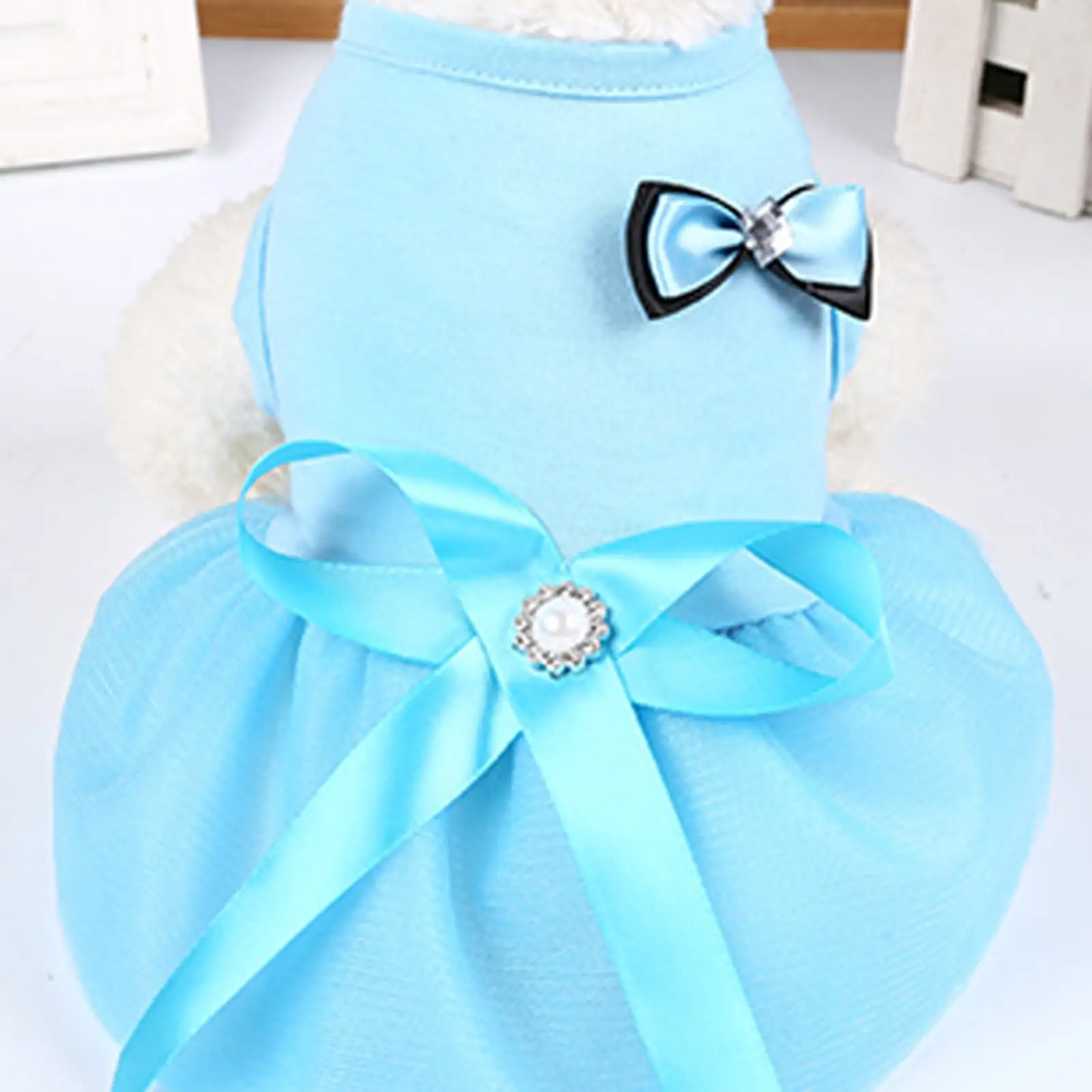 Walbest Dog Dresses Pet Princess Skirts with Ribbon Bowknot. Cute Puppy Sundress Spring Summer Shirts Vest for Small Dogs Cats. Pet Apparel Clothes Doggie Costume for Wedding Holiday Birthday