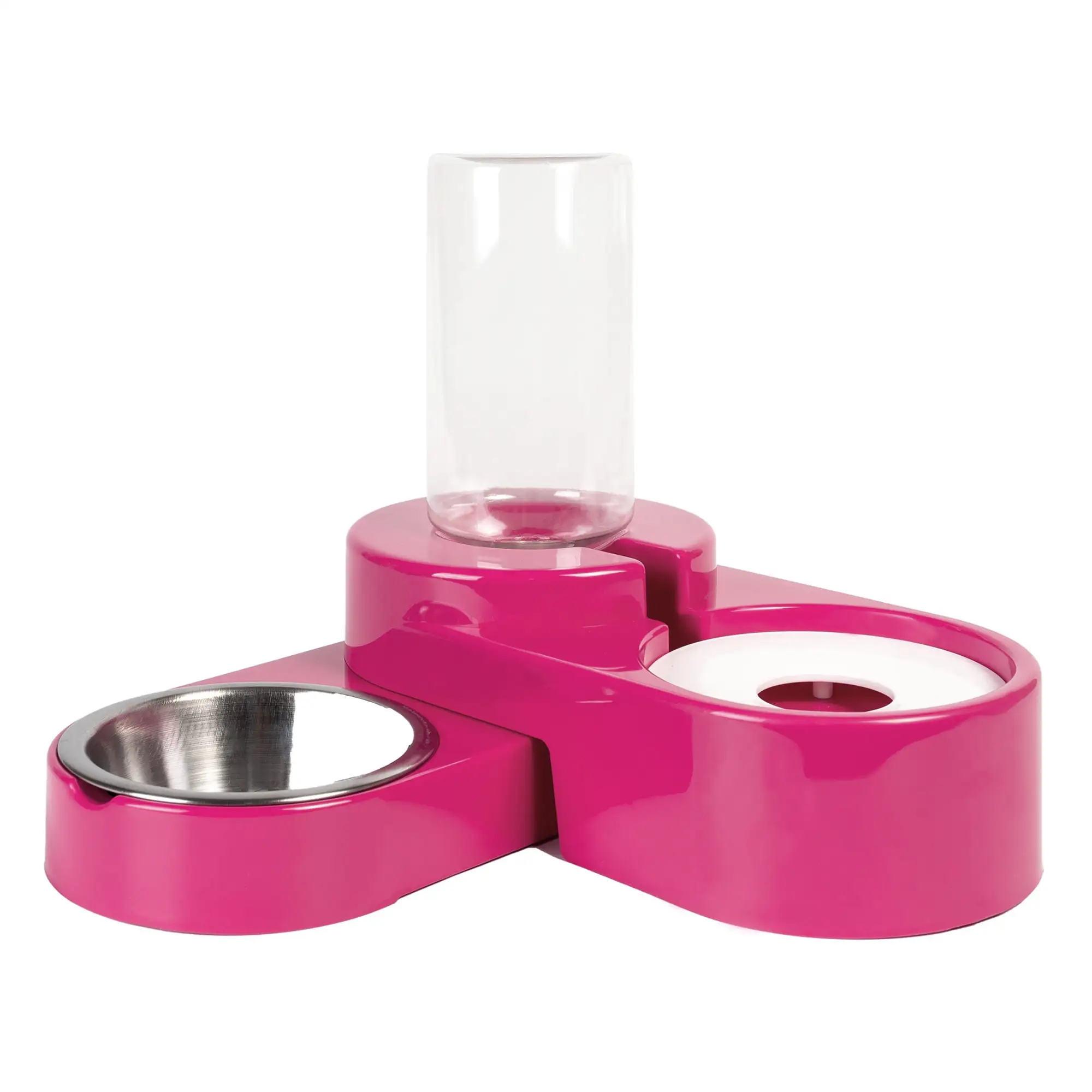 Adjustable Dog & Cat Food and Water Dispenser Set. Double Dog & Cat Bowls with Steel Bowl. Pet Refillable Water Bowl. Dishwashable Pet Feeder. Easy Clean. for Medium and Small Pet