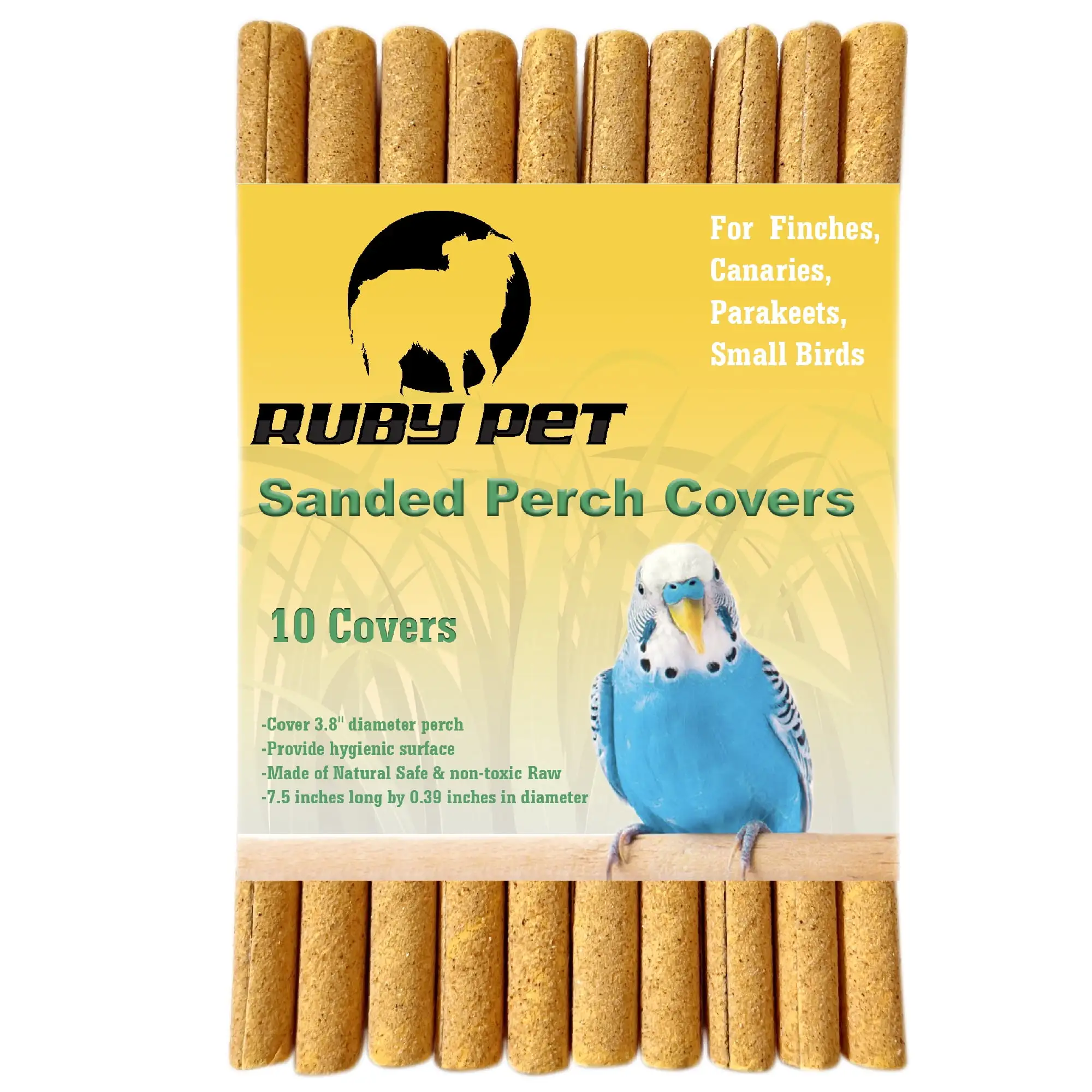 Sanded Perch Covers for Finches. Canaries. Parakeets and Small Birds by Ruby PET. Contain 10 Covers