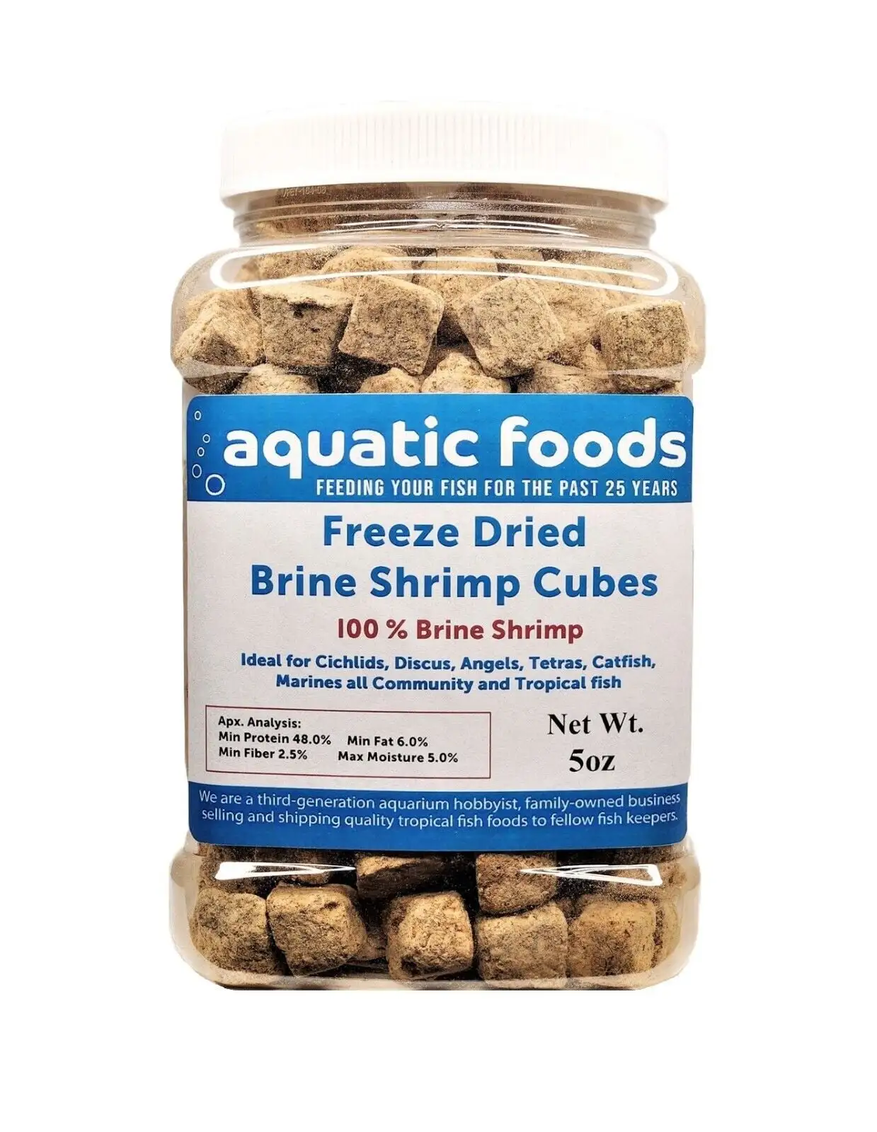 Brine Shrimp Cubes--Freeze Dried Floating Brine Cubes for All Tropical Fish. Marine Fish. Discus. Cichlids. Koi & Pond Fish. Turtlesa?|5oz Med Jar