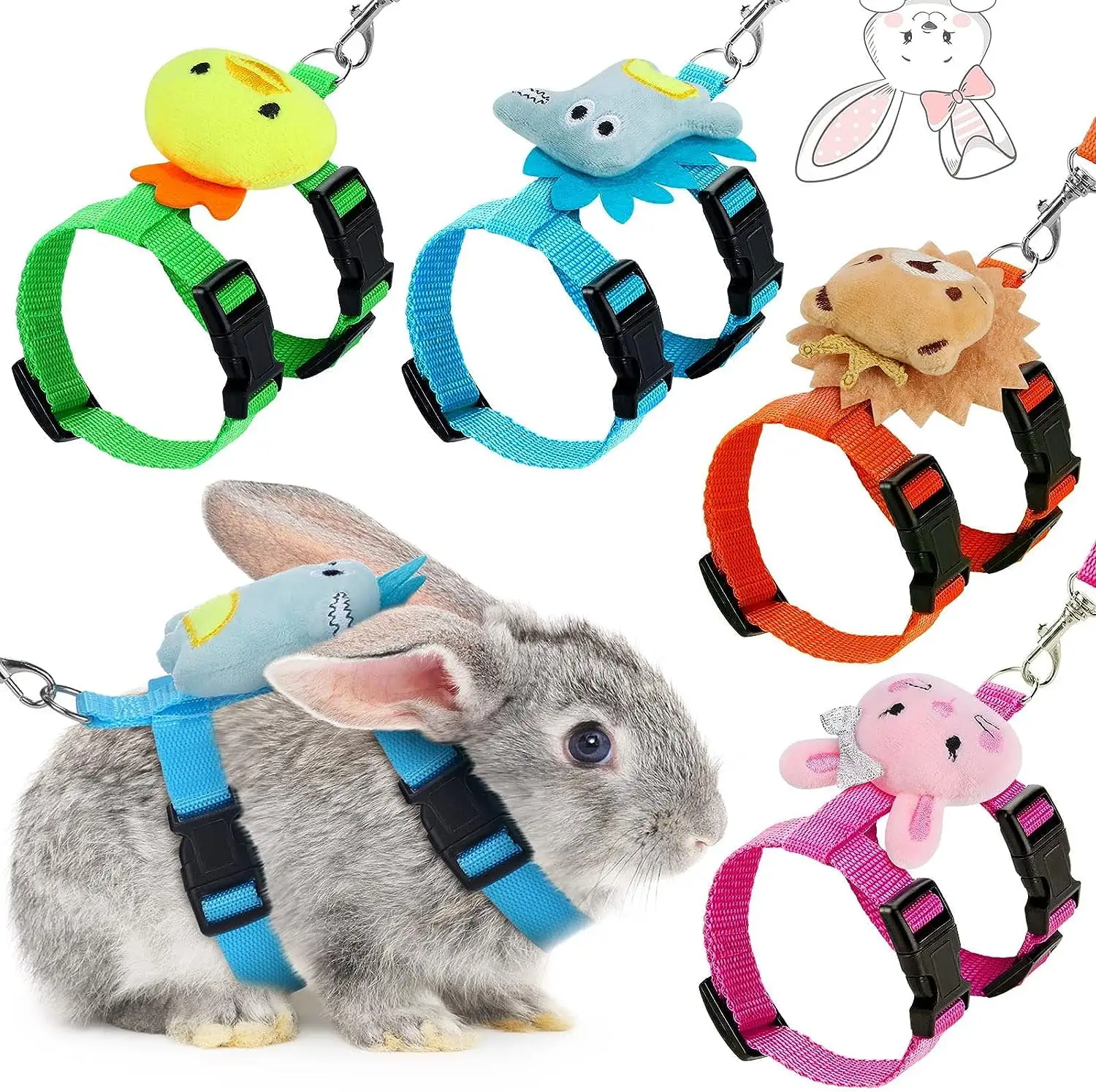 Adjustable Rabbit Harness and Leash Bunny Harness Leash Set Harness Leash for Rabbit Kitten Puppy Pig and Small Pet Animals