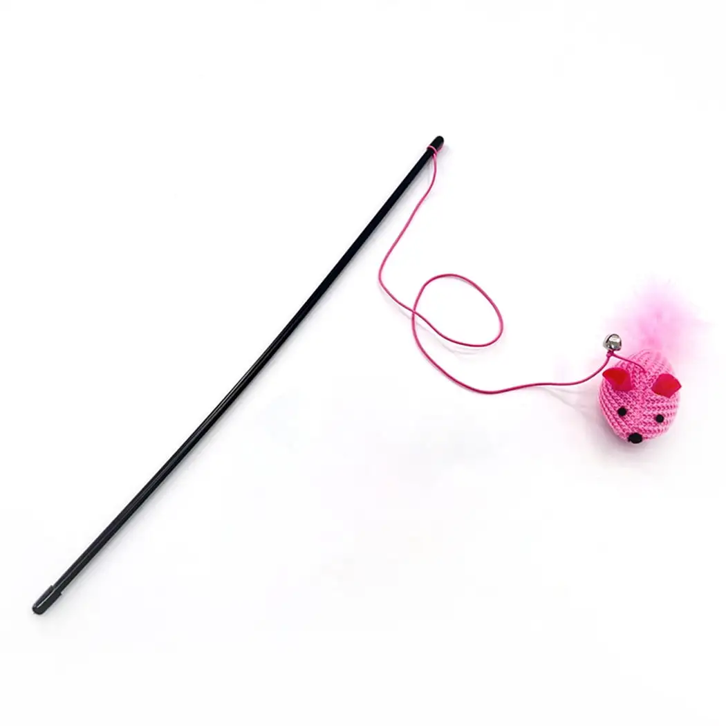 Cat Teaser Wand. Funny Artificial Feather Mouse Teasing Stick Interactive Cat Wand Toy for Indoor Cat Kitten