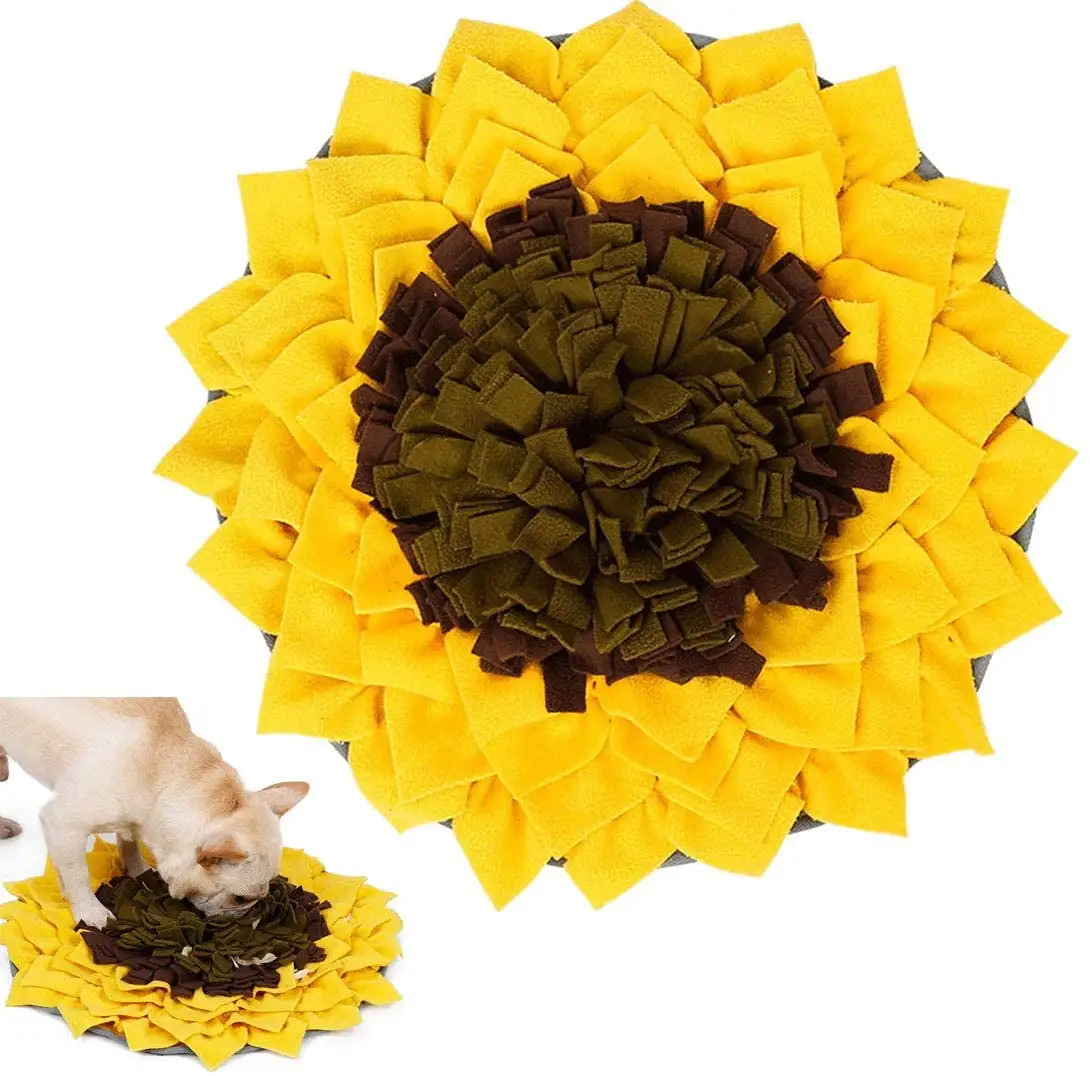 SPRING PARK Sunflower Shape Dog Snuffle Mat.Pet Feeding Mat Dog Training Pad Sniffing Mat.Encourages Natural Foraging Skills for Stress Release