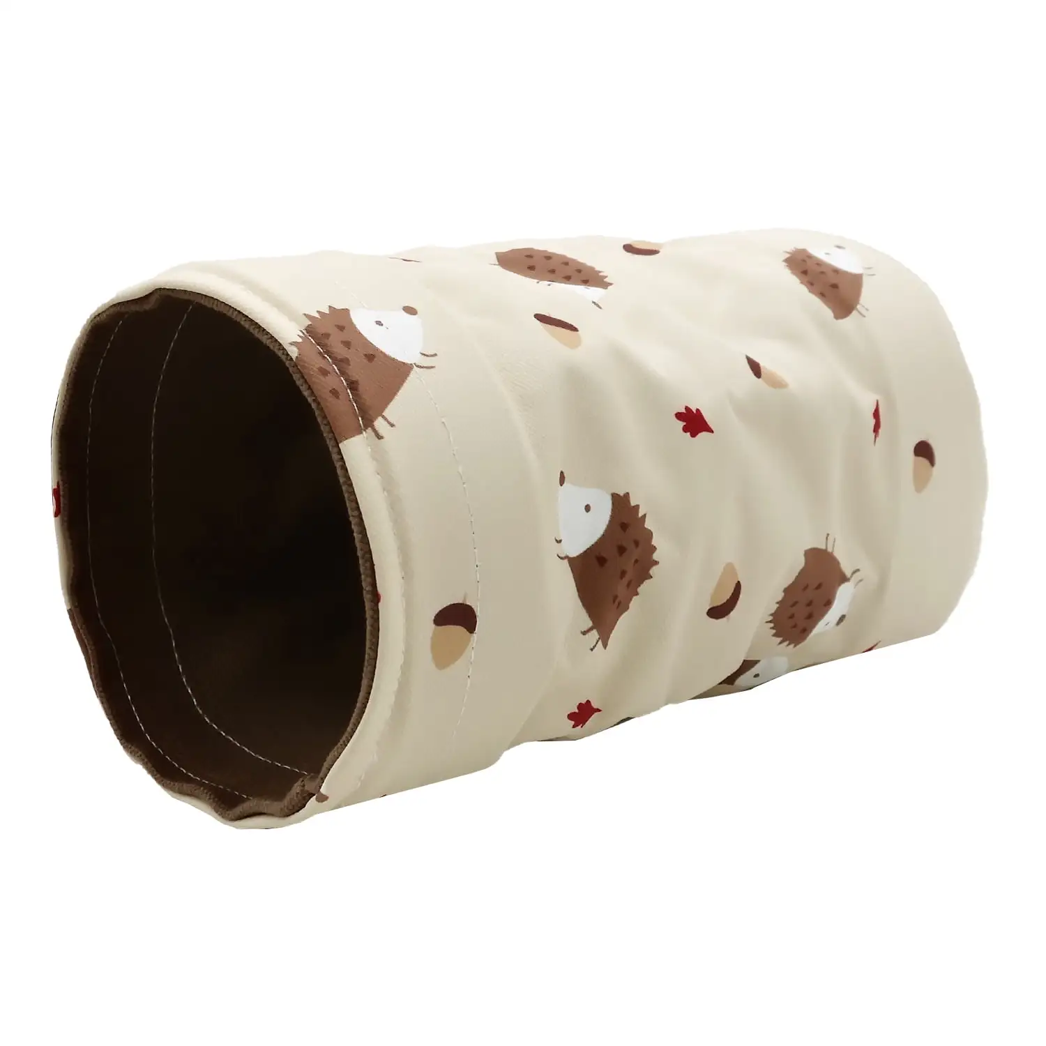 Collapsible Hedgehog Tunnel Pet Play Toy Hideaway Hideout for Hamsters. Small Animals Cave (Beige)