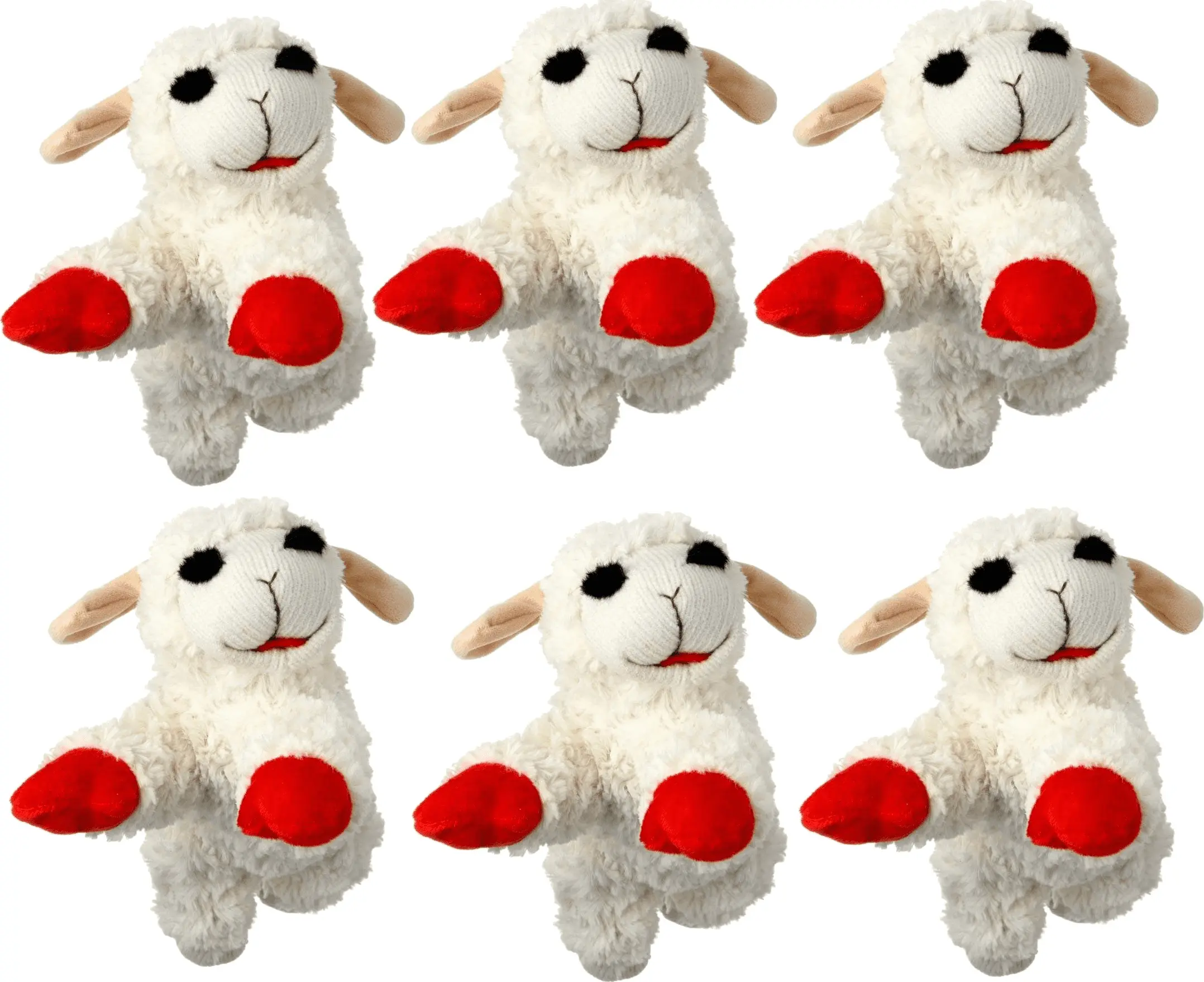 MultiPet Lambchop MINI Plush Dog Toy 6 with Squeaker Size:Pack of 6