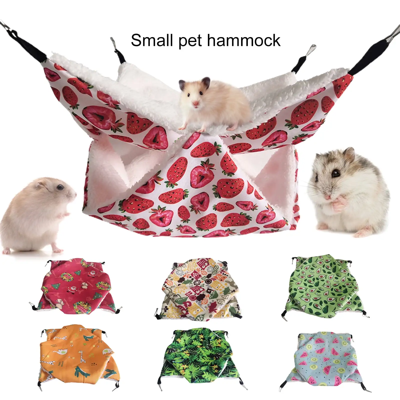 Fleece Rat Hammock and House Bedding Set. 2 Tier Hanging Bed for Guinea Pigs Hamster Ferret Chinchilla Cage Small Animals Light