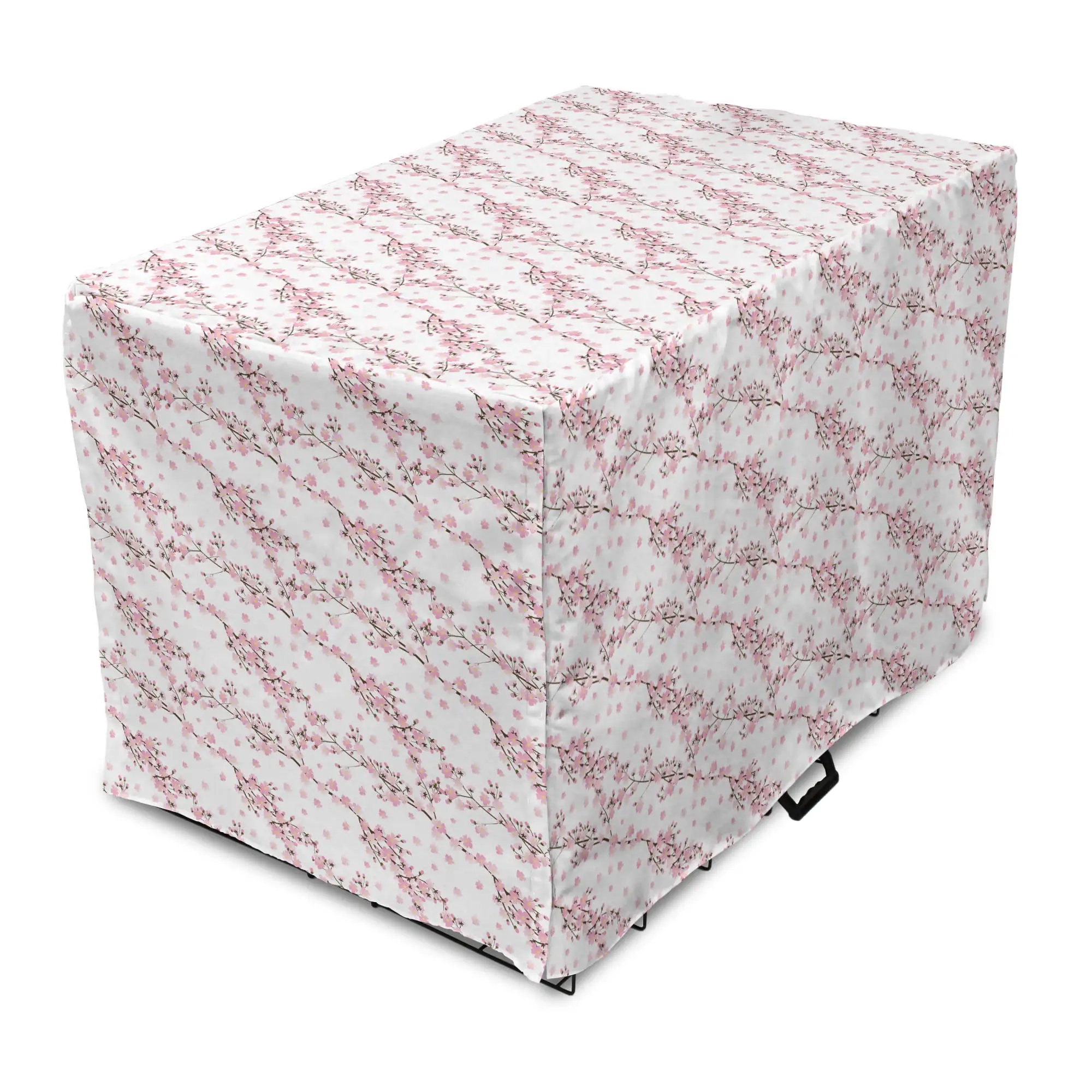 Spring Dog Crate Cover. Japanese Cherry Blossom Sakura Tree Flourishing Branches Revival Season. Easy to Use Pet Kennel Cover Small Dogs Puppies Kittens. 7 Sizes. Pale Pink and White. by Ambesonne