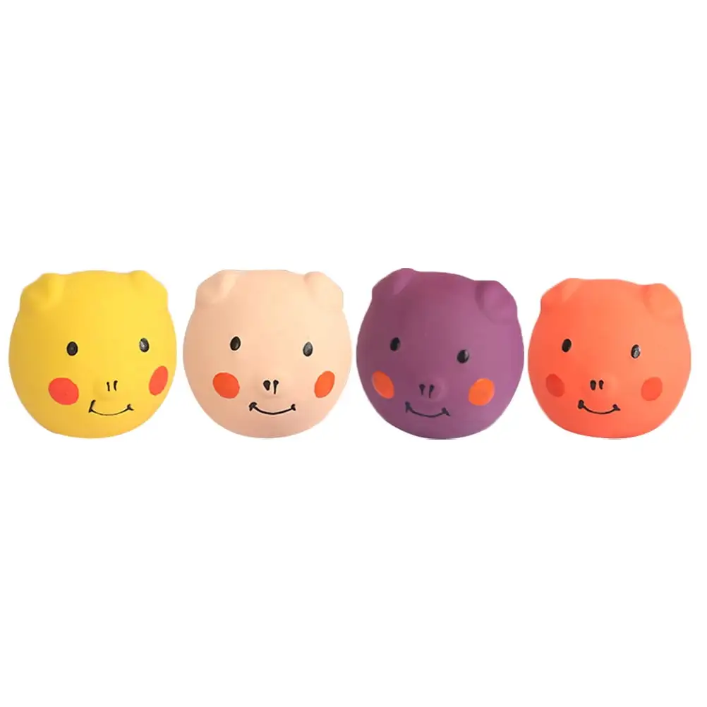 4Pcs Squeaky Dog Toys Latex Pig Balls Toys Pet Dog Bite Toys Adorable Puppy Toys (Mixed Color)