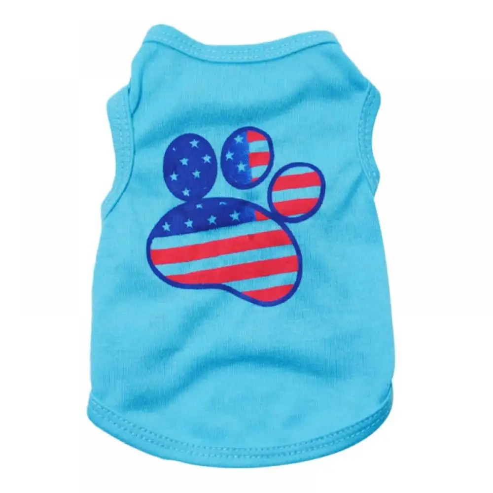 Independence Day Dog Shirt 4th of July Pet T-Shirts American Flag Red Blue and White Dog Clothes USA Independent Day Breathable Puppy Sweaters Patriotic Soft Vest for Small Medium Large Dog and Cat