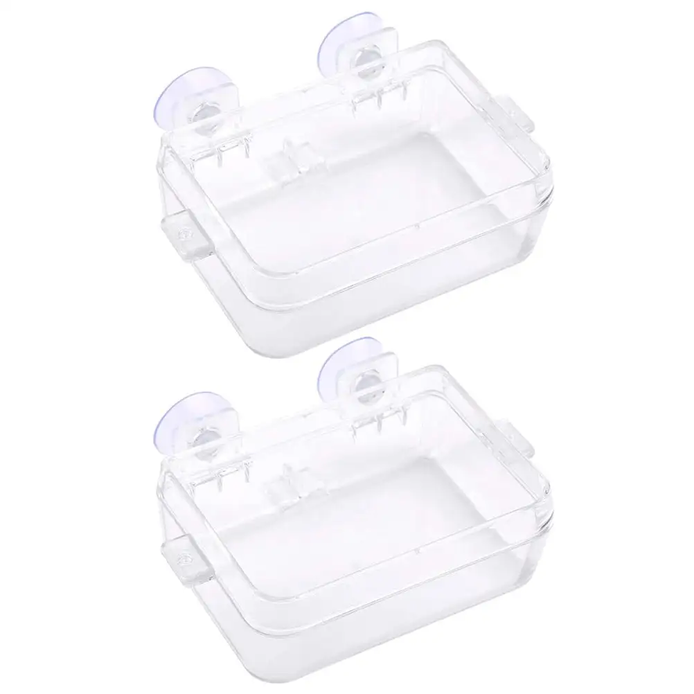 NUOLUX 2pcs Reptile Water Dish Transparent Basin Lizard Feeder Anti-Escape Feeding Bowl