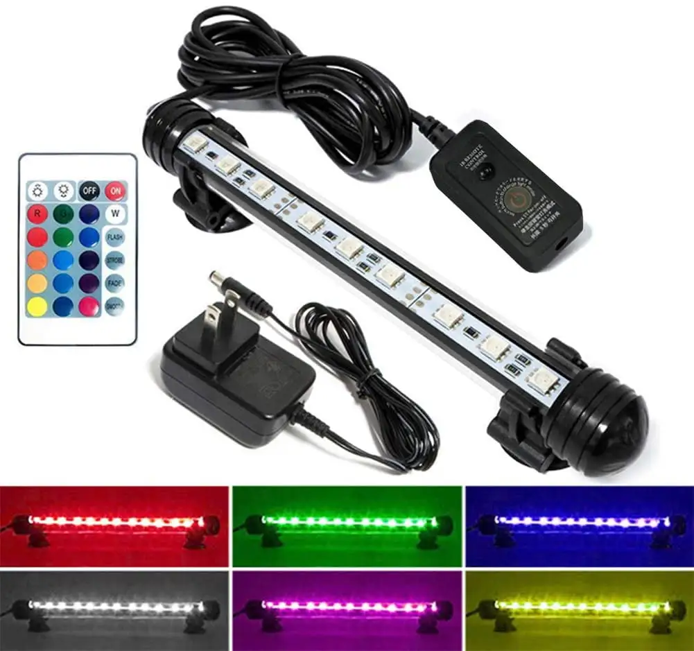 LED Aquarium Light. Wireless Remote Control Fish Tank Light.RGB Colored Changing.Brightness Adjustable.Underwater Submersible LED Light