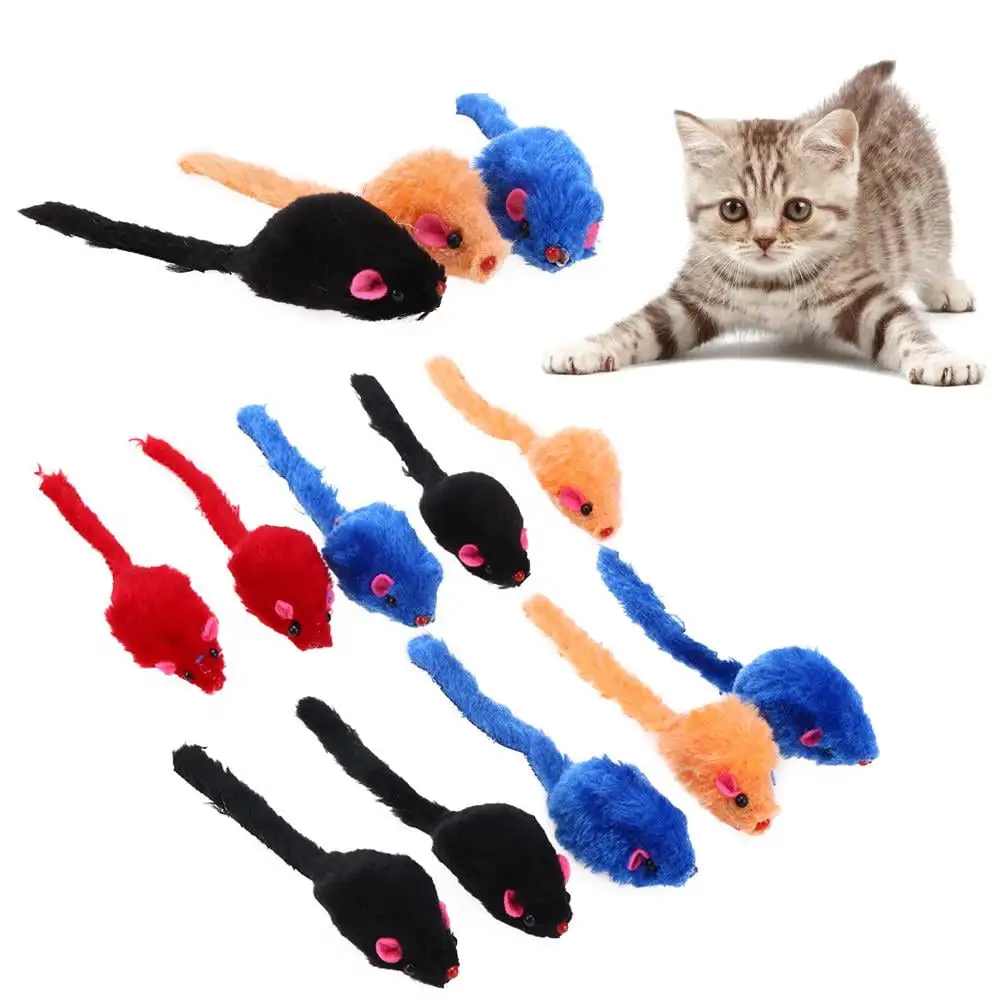 10pcs/lot Mini Colorful Cat Toys Plush False Mouse Toys for Cats Kitten