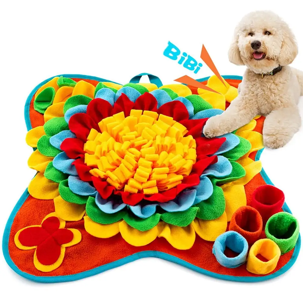 Pet Snuffle Mat for Dogs Interactive Feed Game Sunflower Suction Cups Dog Treats Feeding Mat with Puzzles Encourages Natural Foraging Skills (Sunflower)