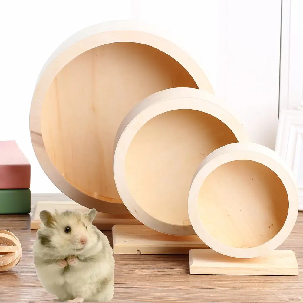 Walbest Hamster Exercise Wheel. Small Animals Running Toy Suitable for Rat. Pig. Chinchilla. Gerbil. Etc. Pet Wooden Harmless. Handmade (S)