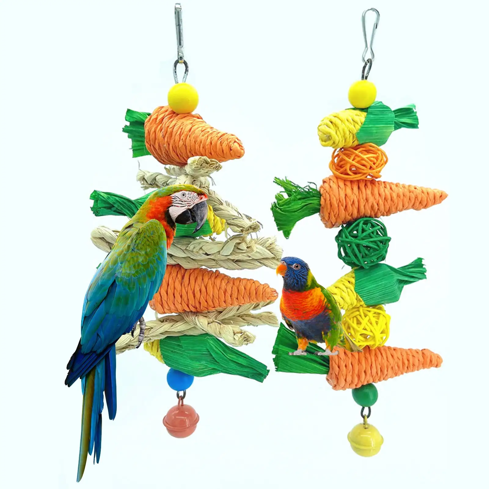 Wharick Bird Chew Toys. Parakeet Natural Wood Toys Parrot Hanging Cage Toy for Small Medium Parrot Birds