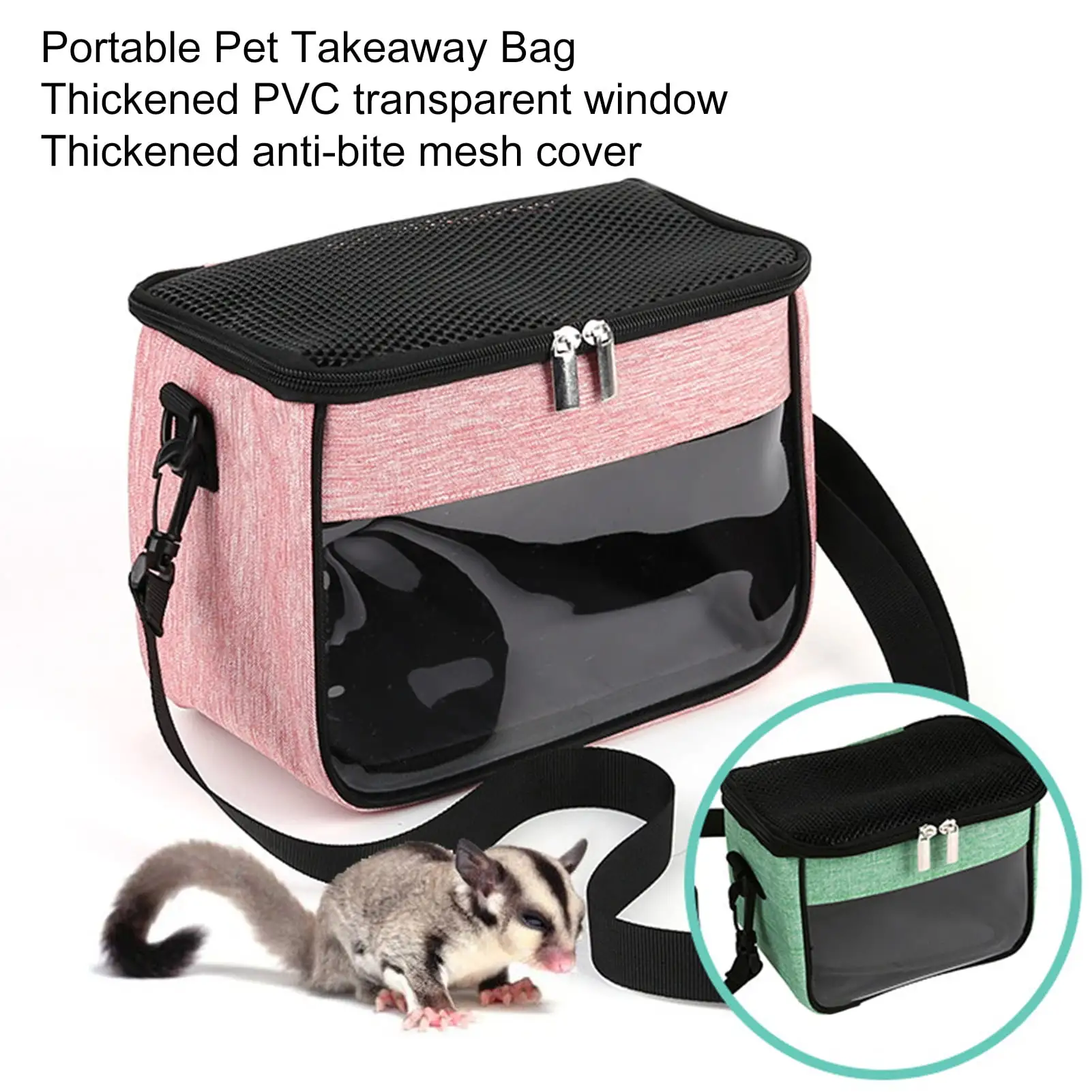 Waroomhouse Hamster Carrier Bag with Removable Liner Transparent Window Adjustable Strap Hedgehogs Chinchillas Ferrets Small Pet Carrier Bag