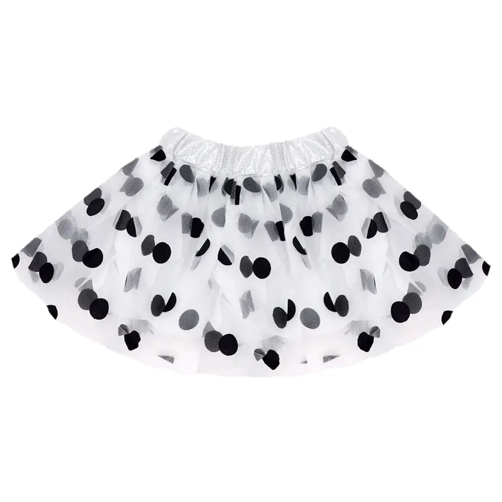 SeasonsTrading White & Black Polka Dot Tulle Tutu Lined Skirt - Girls Dalmatian Dog Princess Costume. Birthday Party. Pretend Play. Dance Dress