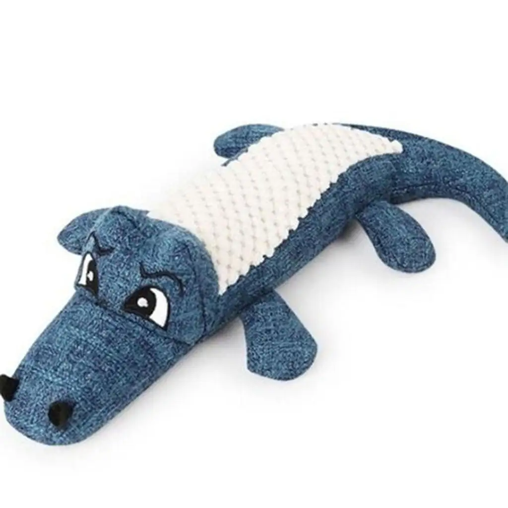 YUEHAO Pet Supplies Pet Dog Toy Linen Plush Animal Toy Dog Chew Squeaky Noise Cleaning Teeth Toy Blue