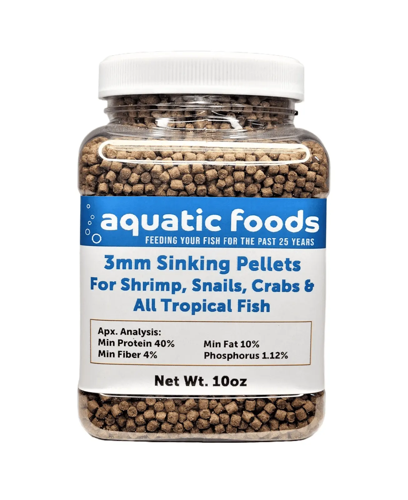 Axolotl 40% Protein 3mm Sinking Pellets also for Shrimp. Snails. Crabs. Catfish. Plecos for All Tropical Fish. Pellets by Zeigler..10oz Small Jar