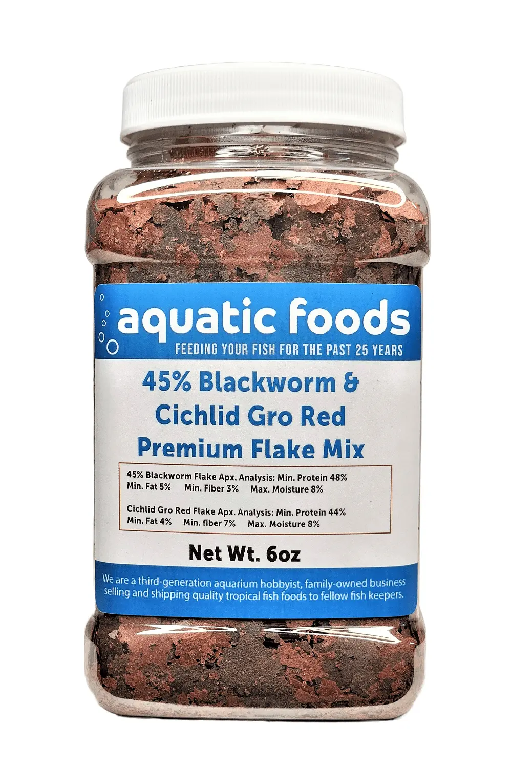 45% Blackworm & Cichlid Gro Red Color Flake Mix for Cichlids. Discus. for All Community Tropical Fish. Aquatic Foods Flakesa?|6oz Med Jar