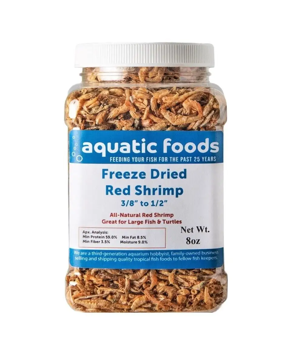 Red Shrimp--Freeze Dried 3/8 to 1/2 Red River Shrimp for All Tropicals. Turtles. Koi & Pond Fish. Rodentsa?|8oz Med Jar