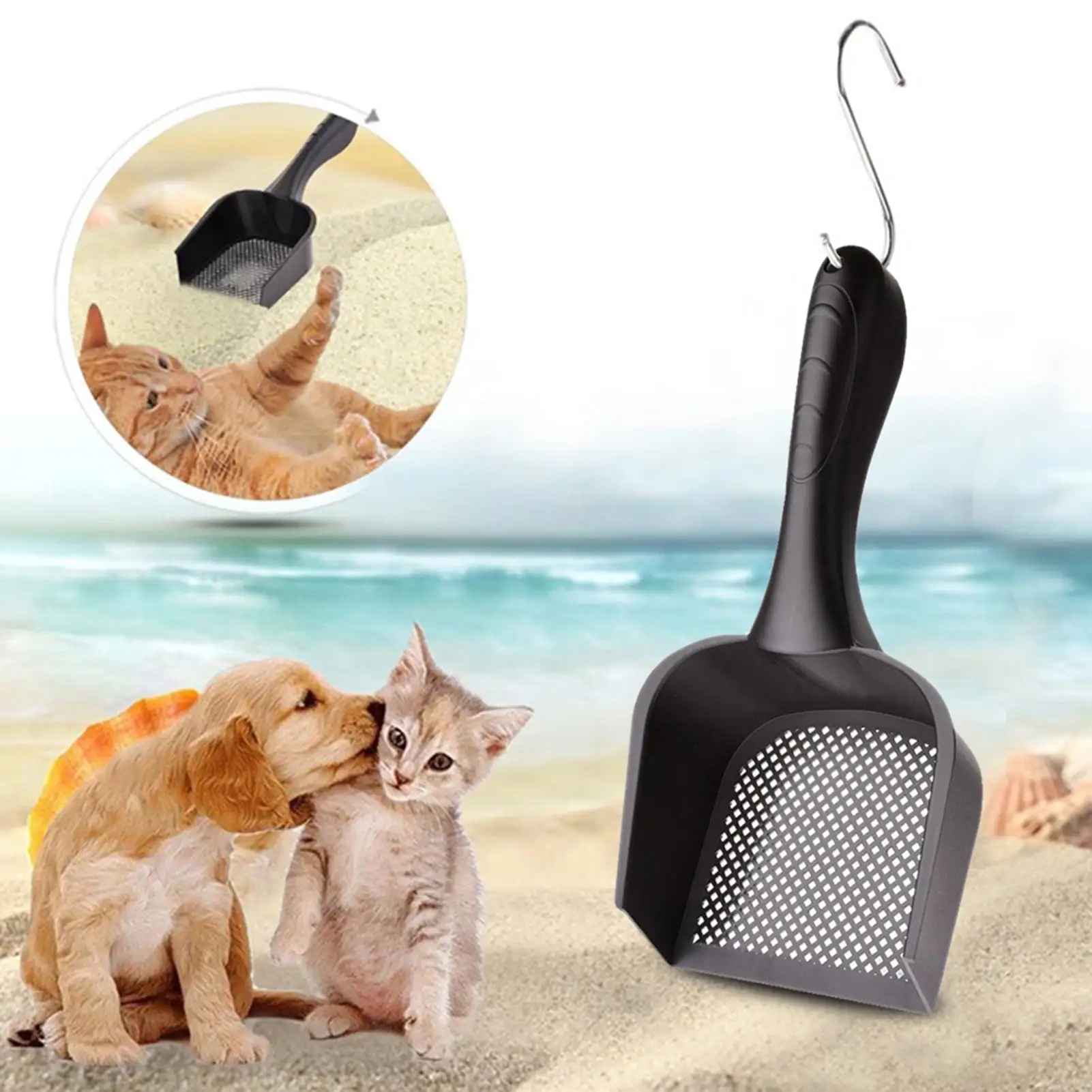 Yirtree Cat Litter Scoop Solid Sifter Deep Shovel with Flexible Long Handle