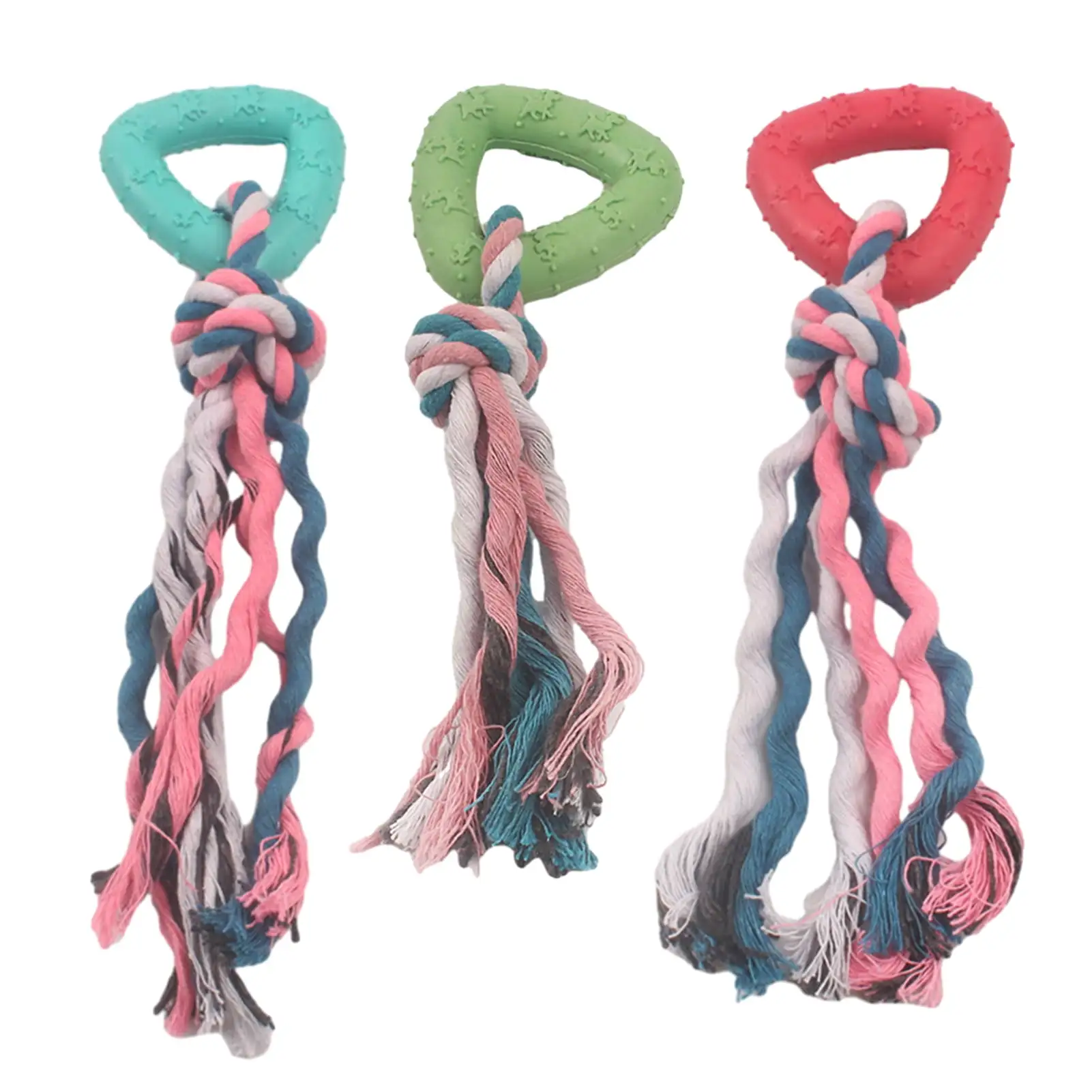 dnusflzt Dog Triangle Rope Toys.Colorful Knots Chew Cotton Rope Toy for Small Medium Dogs Pull Chewing Teething Interactive