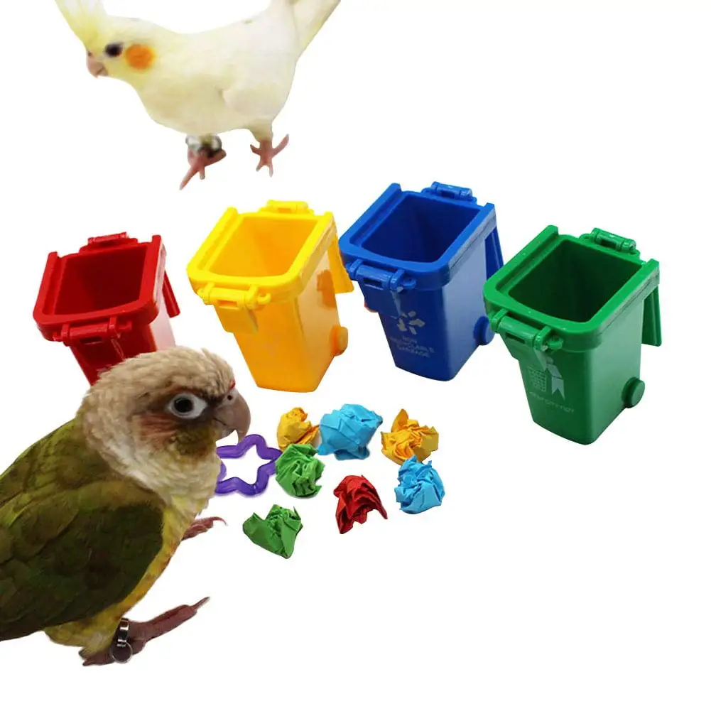 QBLEEV Conure Toys. Color Sorting Bin Bird Toys. Teaching Tool Box Parrot Toys. Trick Prop Training Education Interactive Toys for Cockatiel Quaker Lovebirds