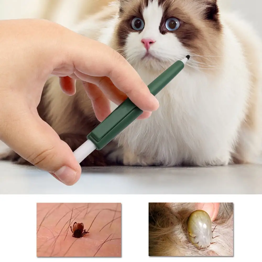 Tick Removal Tool for Humans. Removal Fleas & Ticks Catcher Pen for Dogs and Cats. Pain-Free Ultra-Safe Tick Extractor Clip to Removes Entire Head & Body