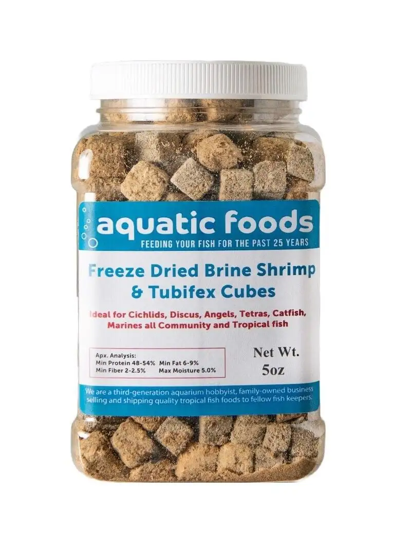 Freeze Dried Floating Brine Shrimp and Tubifex Cubes for All Tropical Fish. Marine Fish. Discus. Cichlids. Koi & Pond Fish. Turtlesa?|5oz Med Jar