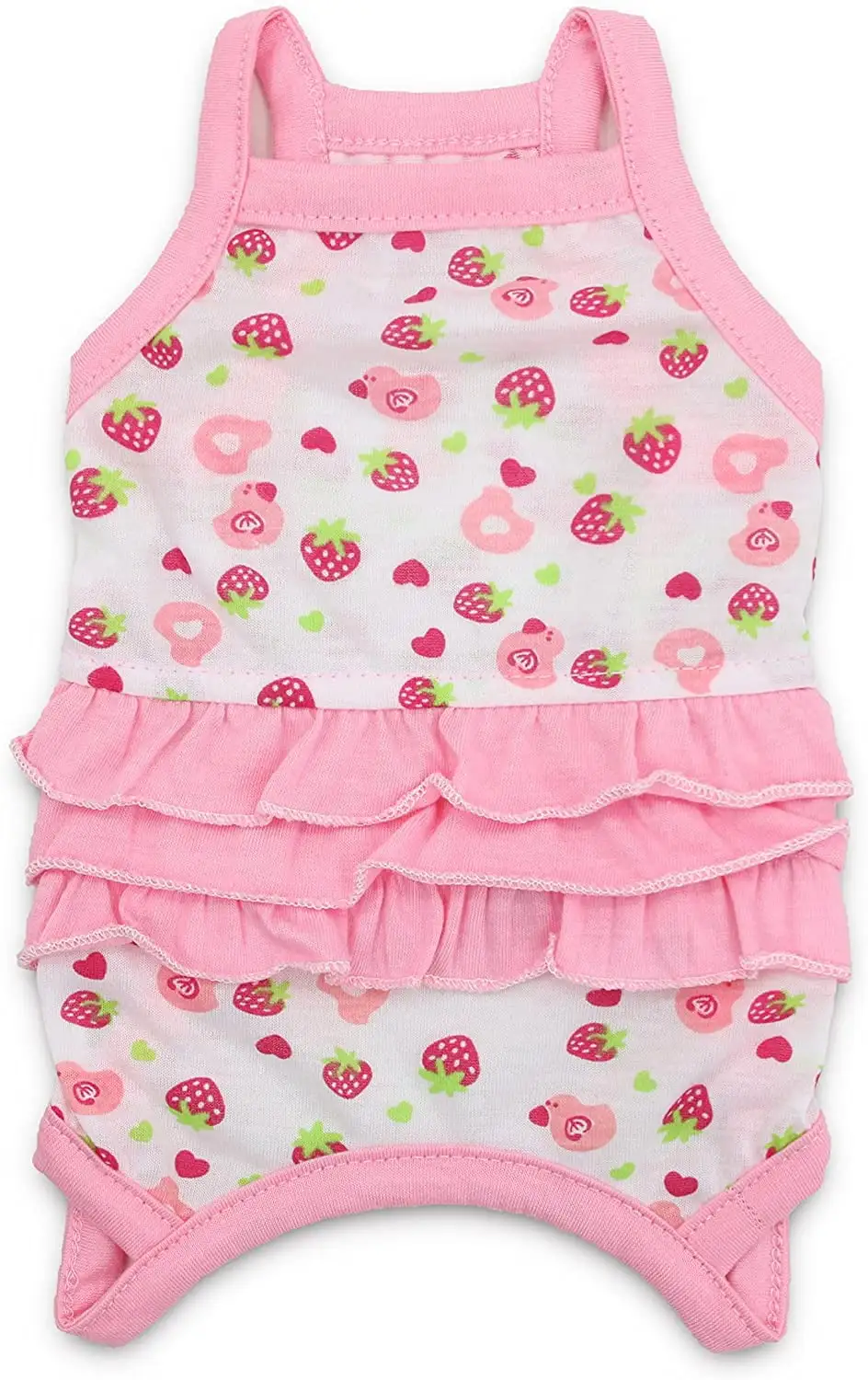 Pink Girl Dog Dresses One Piece Puppy Dresses with 3-Tier Ruffle Pleated Skirts for Small Dogs Girls Dress