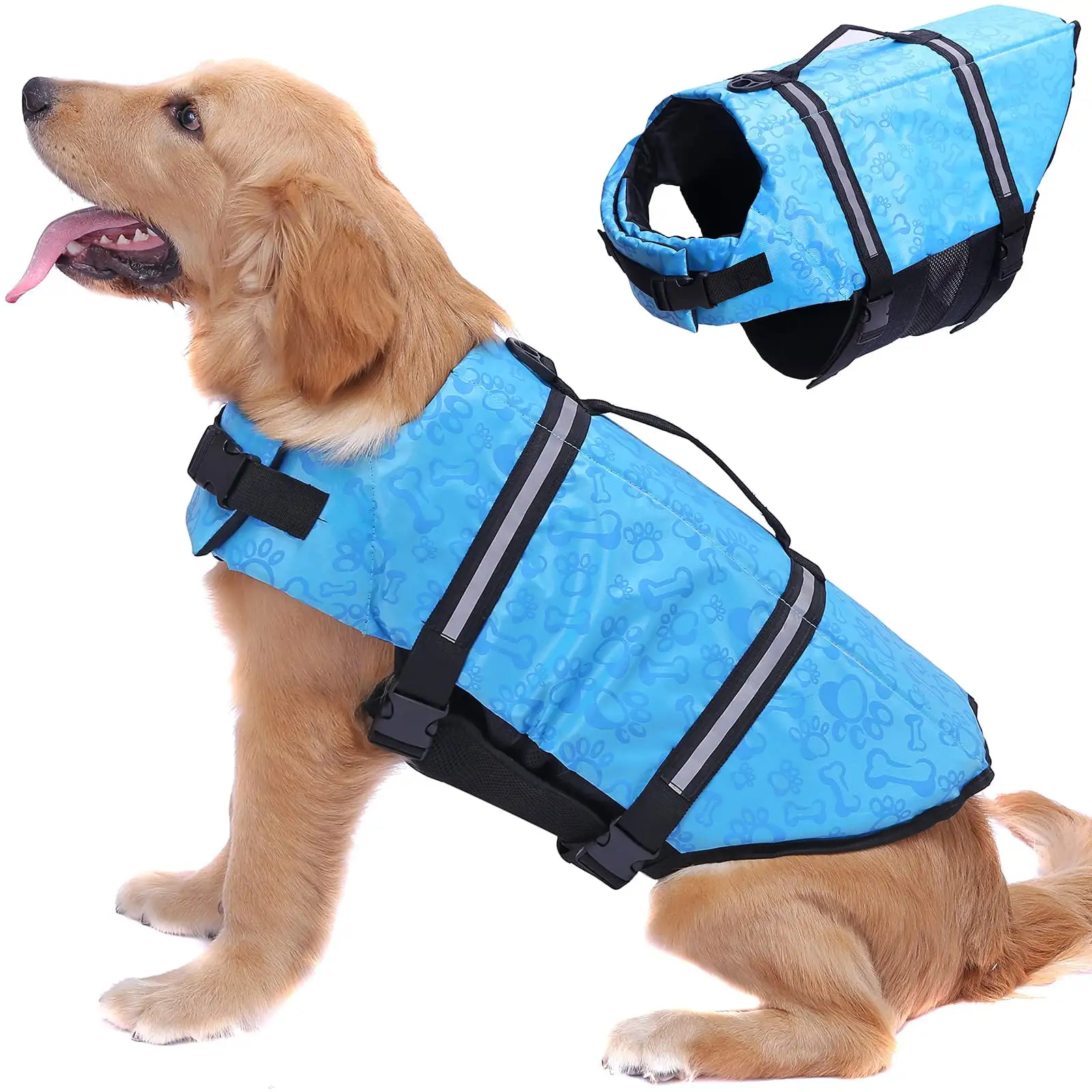 Pet Dog Life Jacket Outdoor Safety Clothes with reflective stripe Life Vest Swimming Preserver Rescue Pet Life Vest Harness For Small Medium Large Dogs(XXS-2XL)