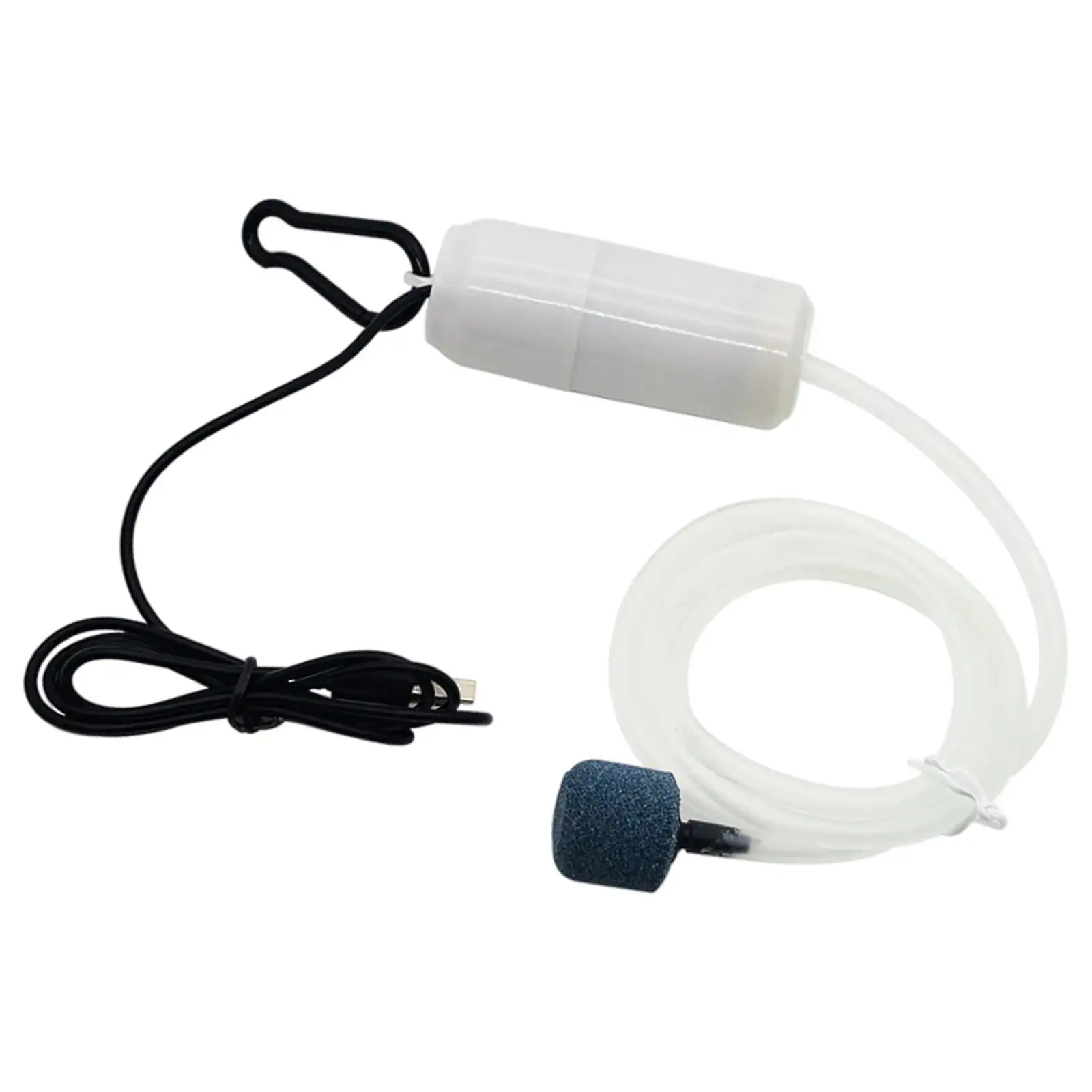 Small Aquarium Air Pump. USB Charging Silent Fishing. 5V Oxygenator Fish Air Pump Compressor. with Hanging Buckle. Supplies Small Volume White