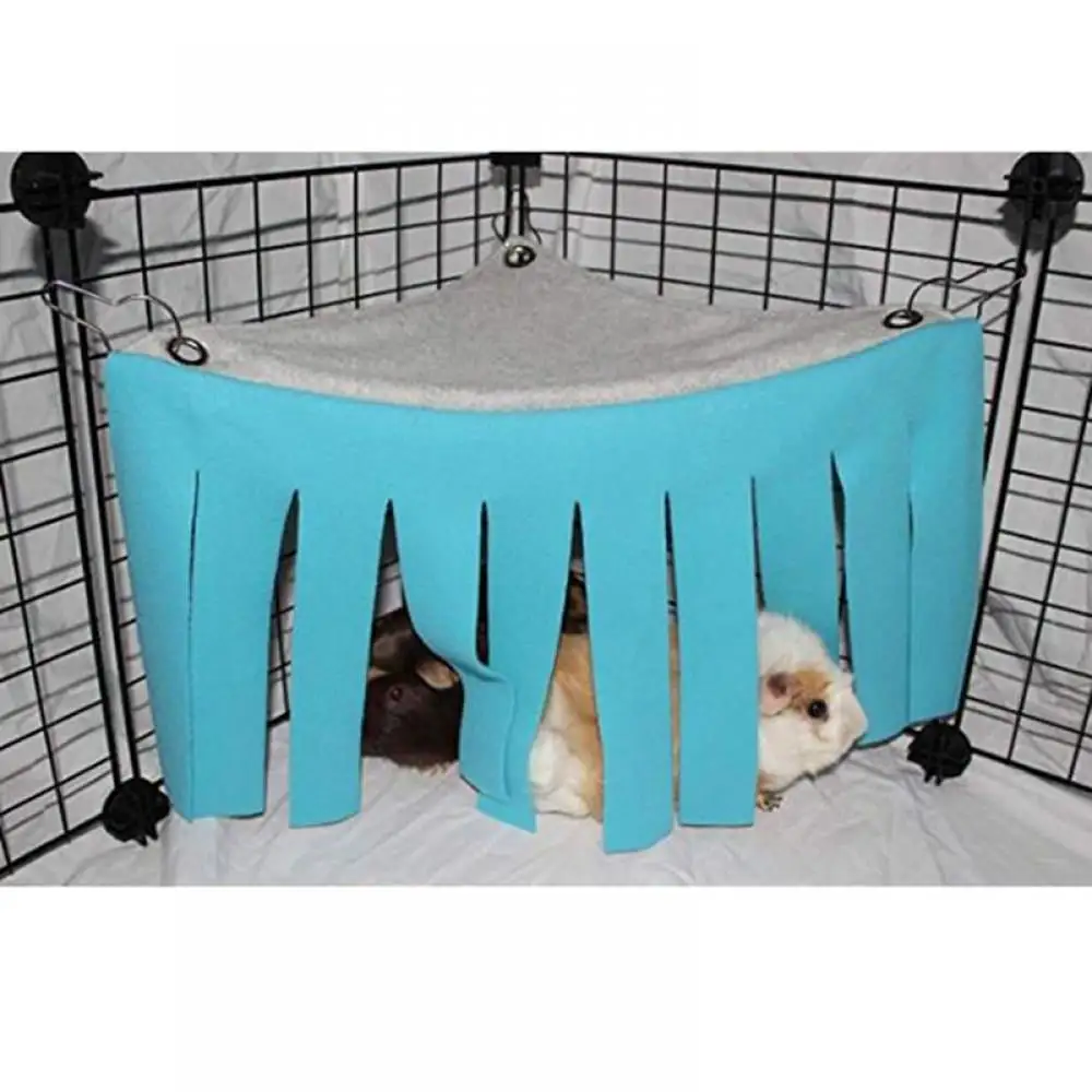 Topumt Pets Hamster Cage Hanging Bed Nest Guinea Pig Hideout Hideaway Cage Rabbits Blue